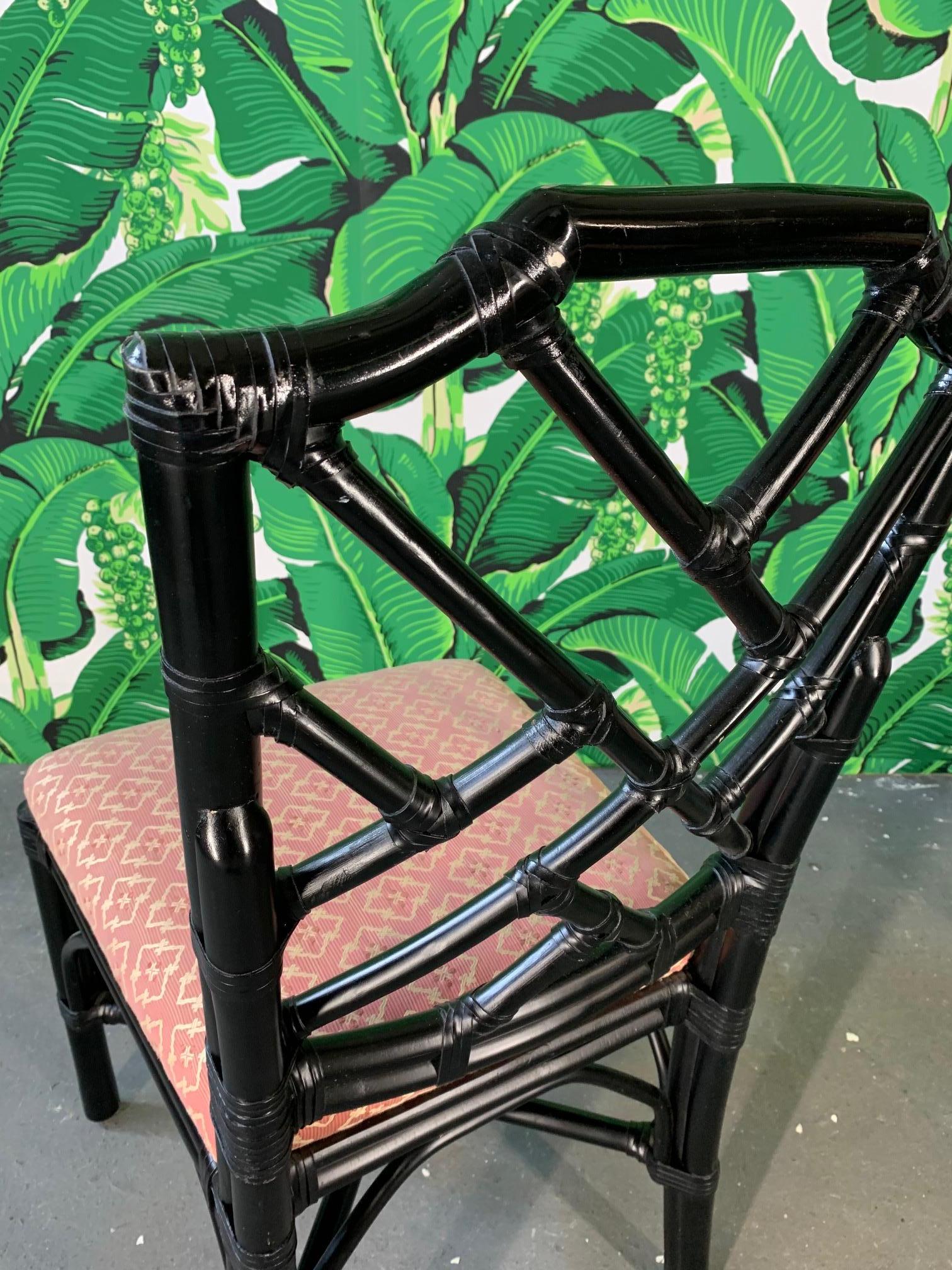 Hollywood Regency Bamboo Chinoiserie Style Dining Chairs by Palecek, Set of 6