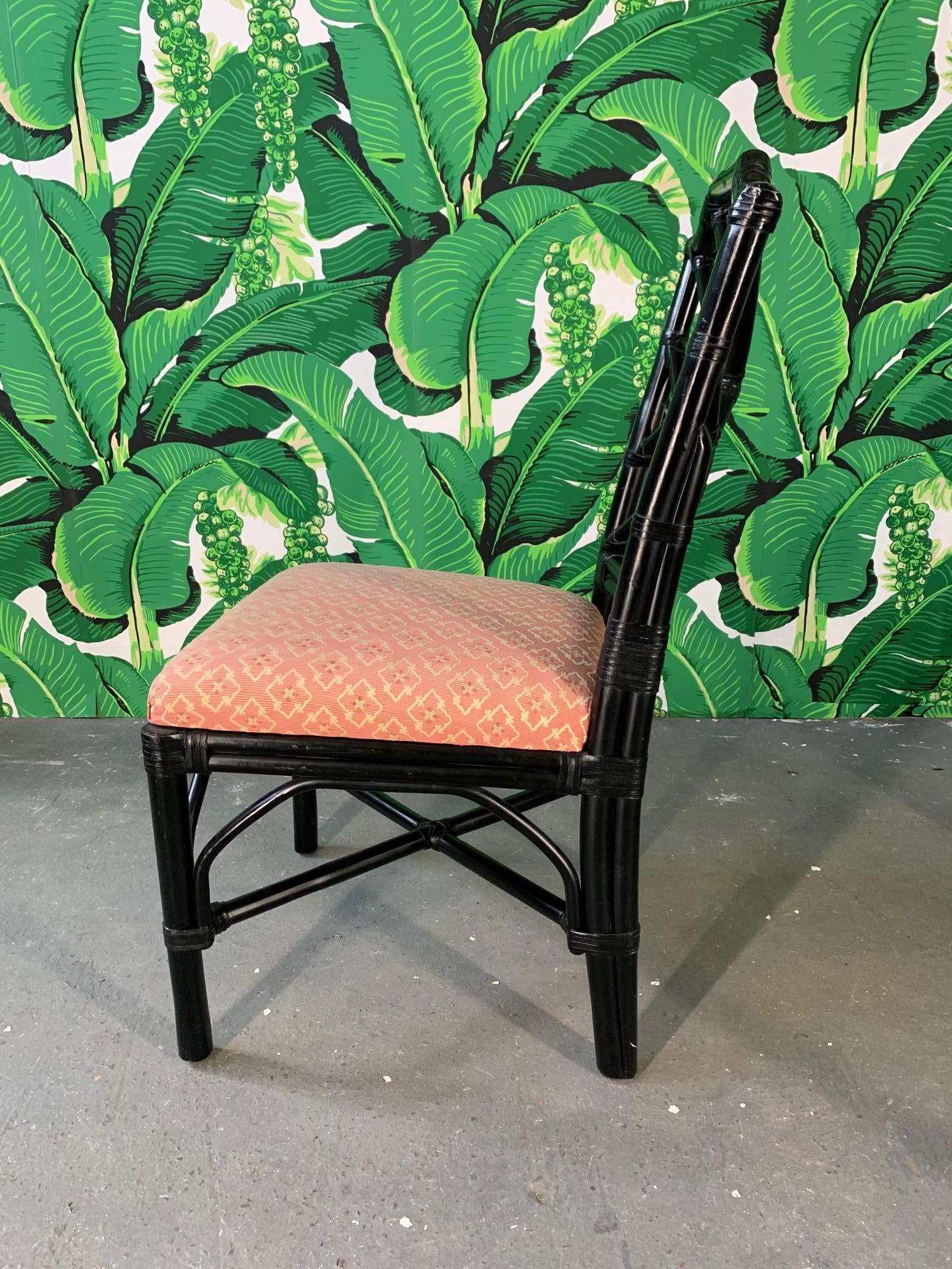 Bamboo Chinoiserie Style Dining Chairs by Palecek, Set of 6 In Good Condition In Jacksonville, FL