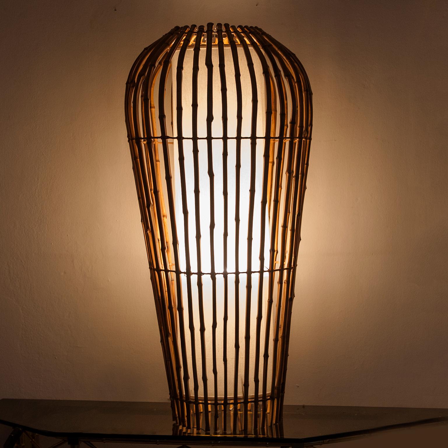 Mid-20th Century Bamboo Cocoon Floor Lamp, France, 1950 For Sale