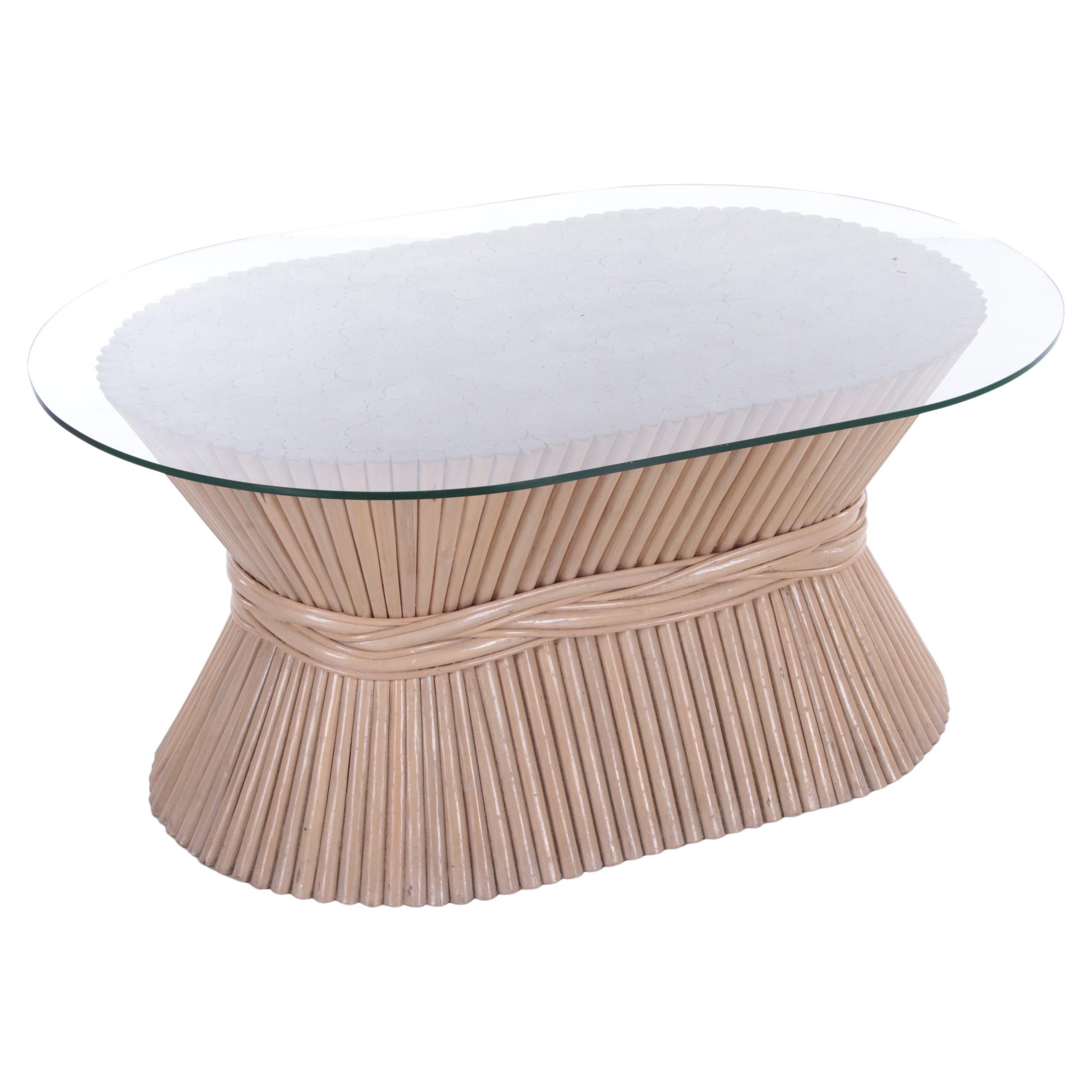 Glass Topped Coffee Table by McGuire at 1stDibs