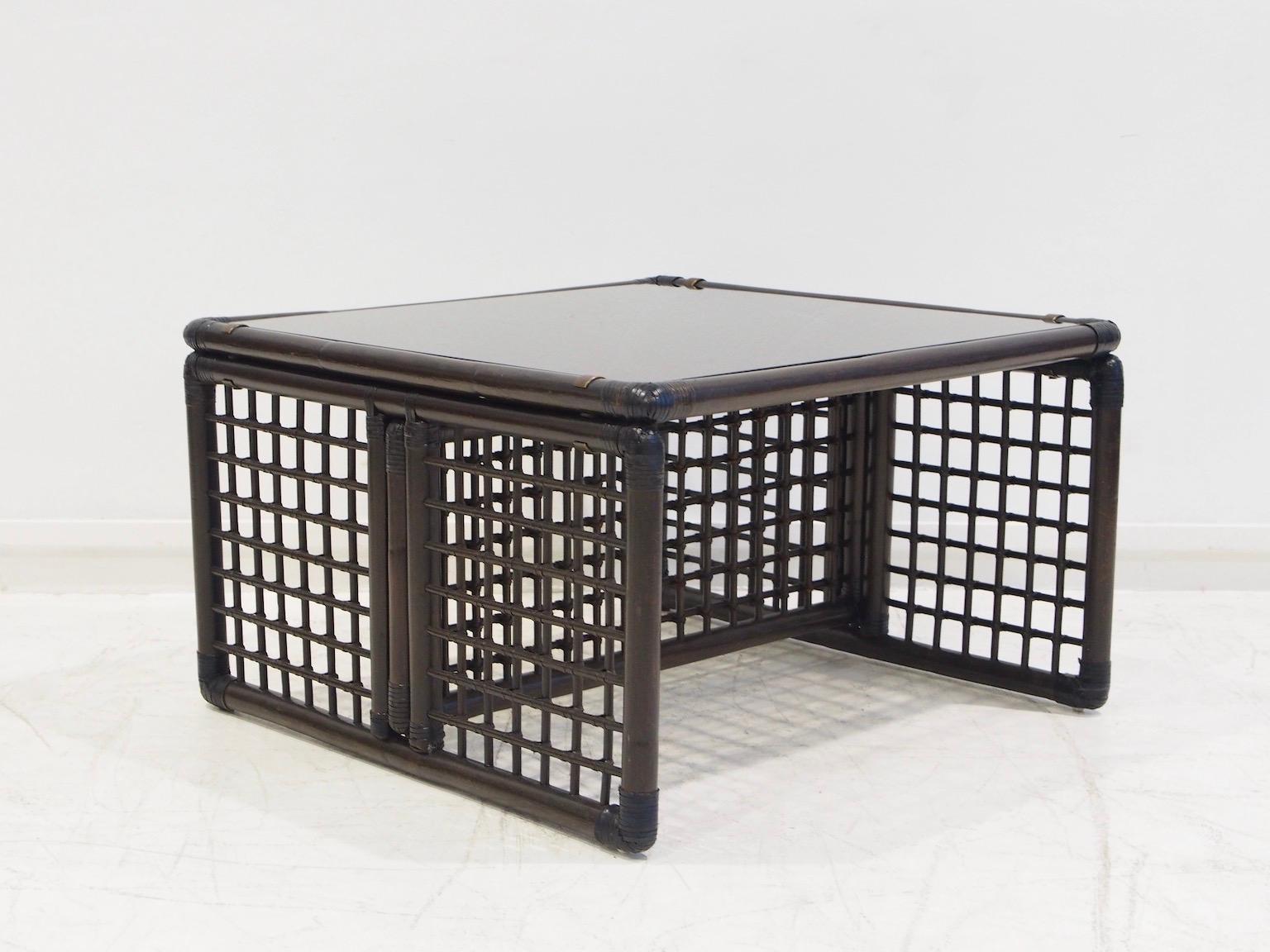 Bamboo Coffee Table Basilian by Afra and Tobia Scarpa For Sale 4