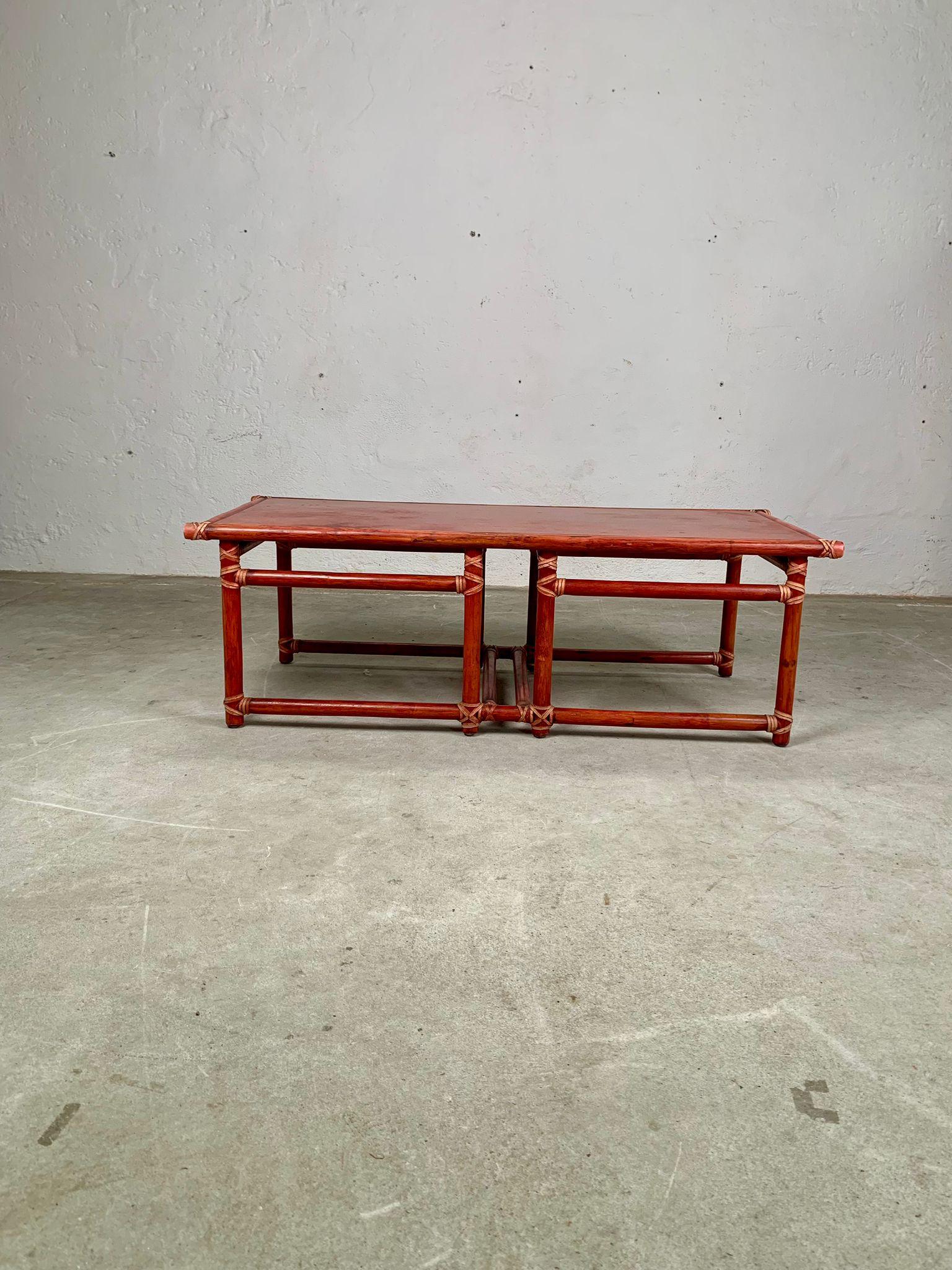 American Bamboo coffee table by Lyda Levi for McGuire production, 1970s, USA en vente