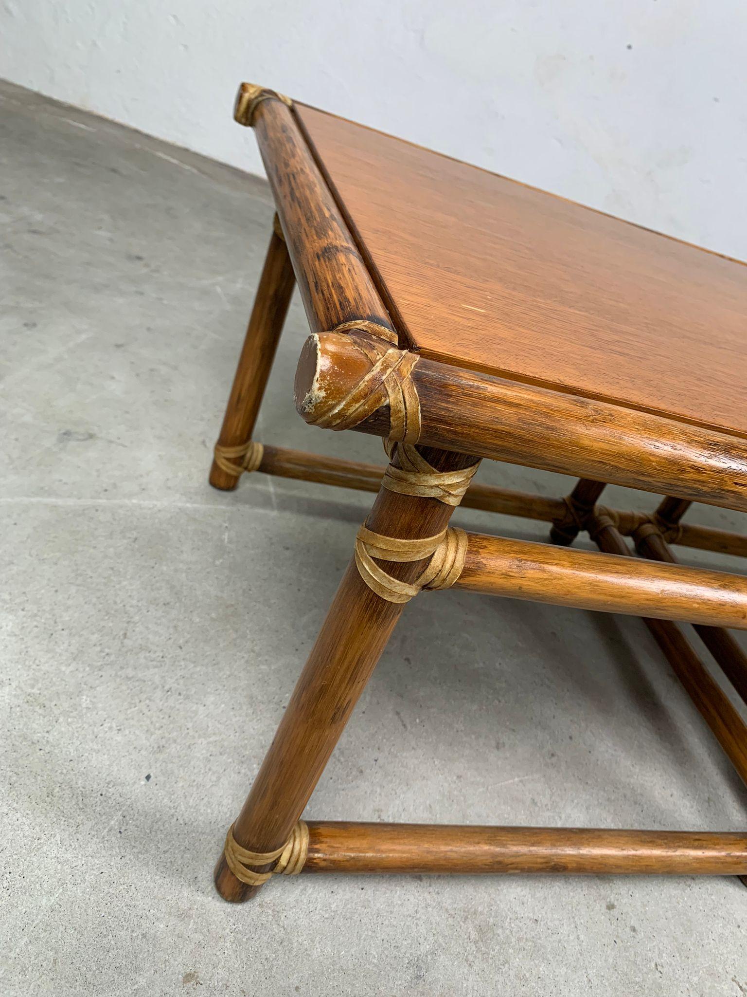 Bamboo coffee table by Lyda Levi for McGuire production, 1970s, USA en vente 1