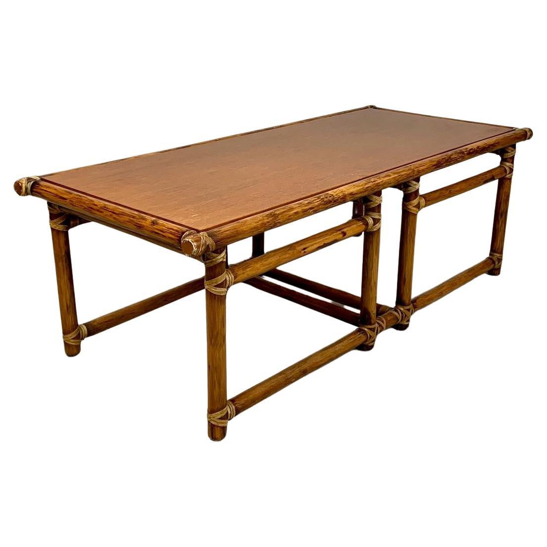 Bamboo coffee table by Lyda Levi for McGuire production, 1970s, USA en vente