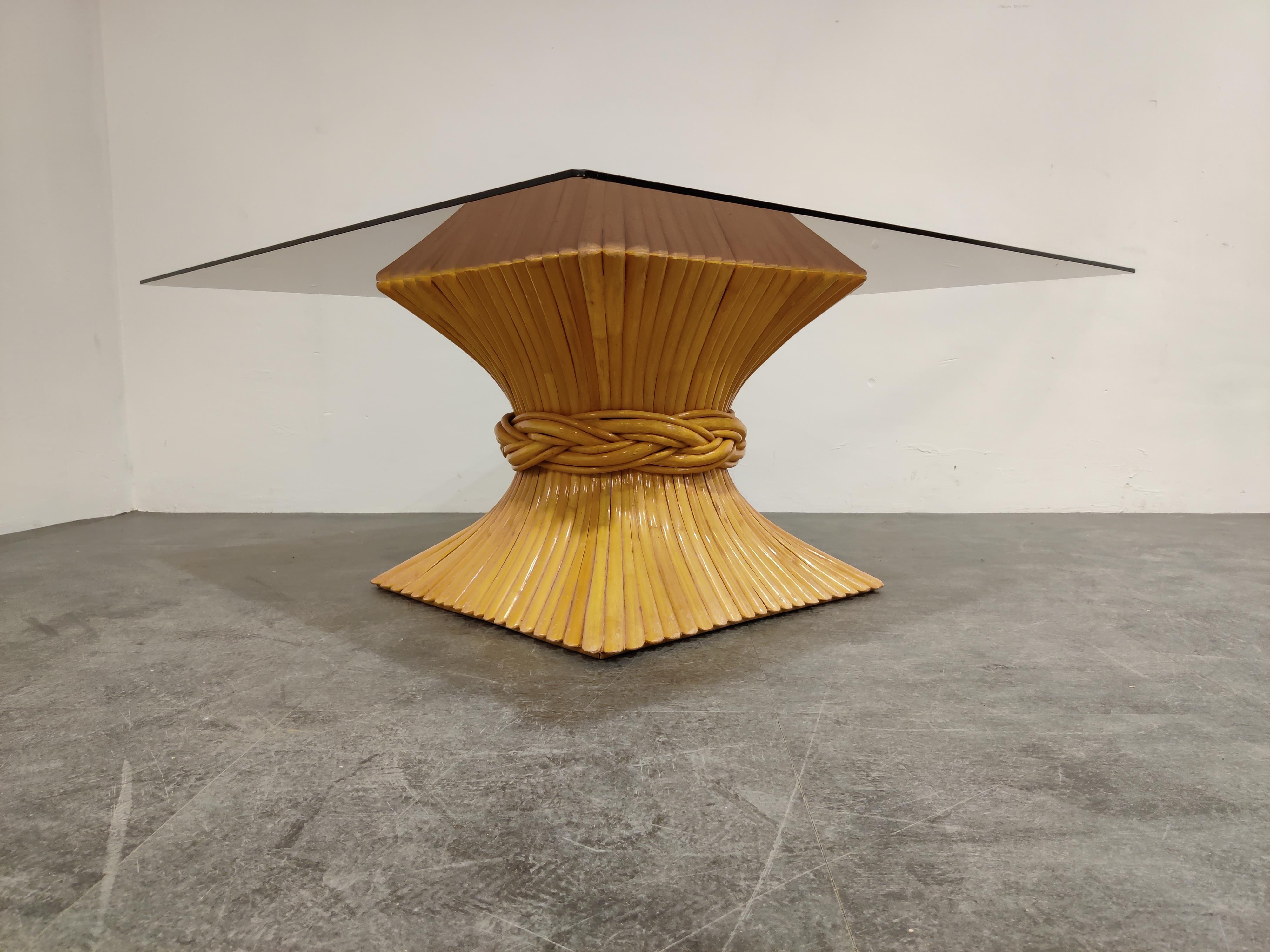 Hollywood Regency Bamboo Coffee Table by McGuire, 1980s For Sale