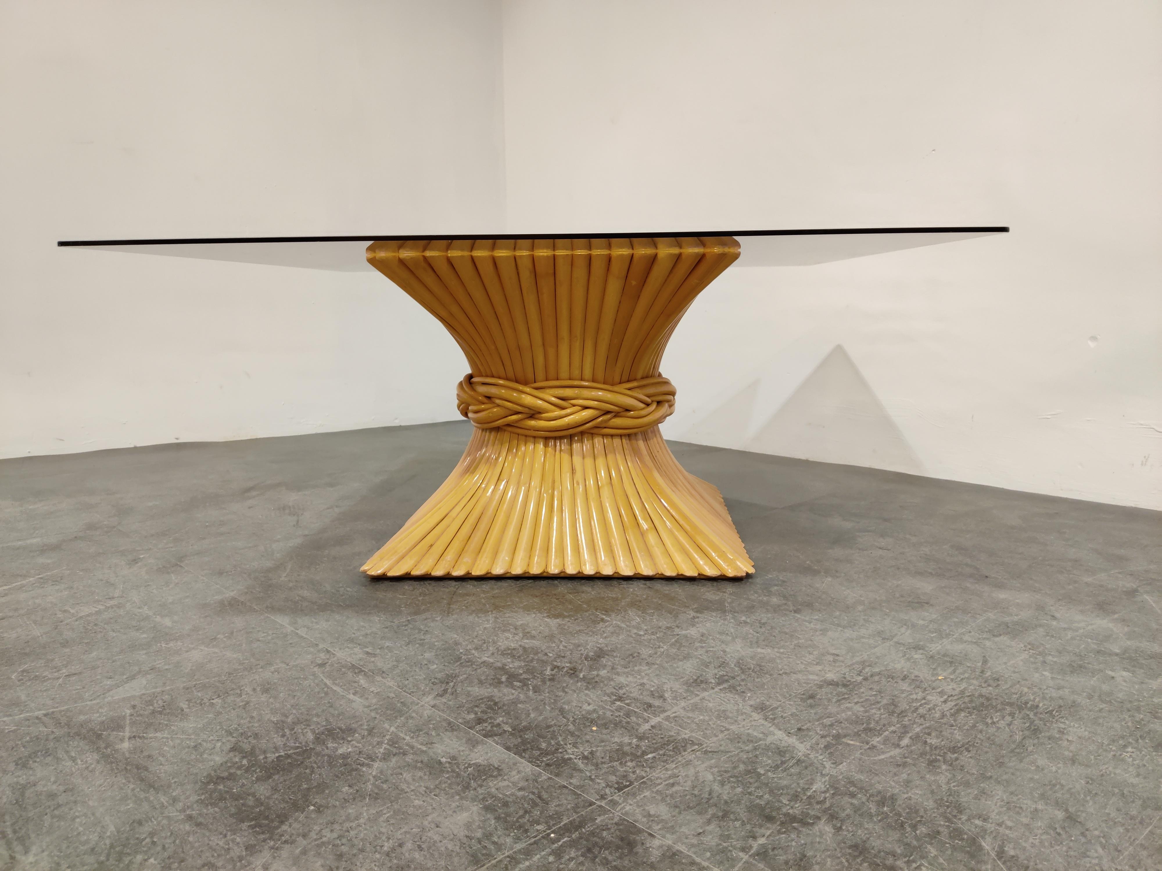American Bamboo Coffee Table by McGuire, 1980s For Sale