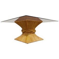 Retro Bamboo Coffee Table by McGuire, 1980s