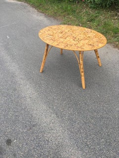 Bamboo Coffee Table, Tray Made of Bamboo Sticks Fixed by Small Brass Nails