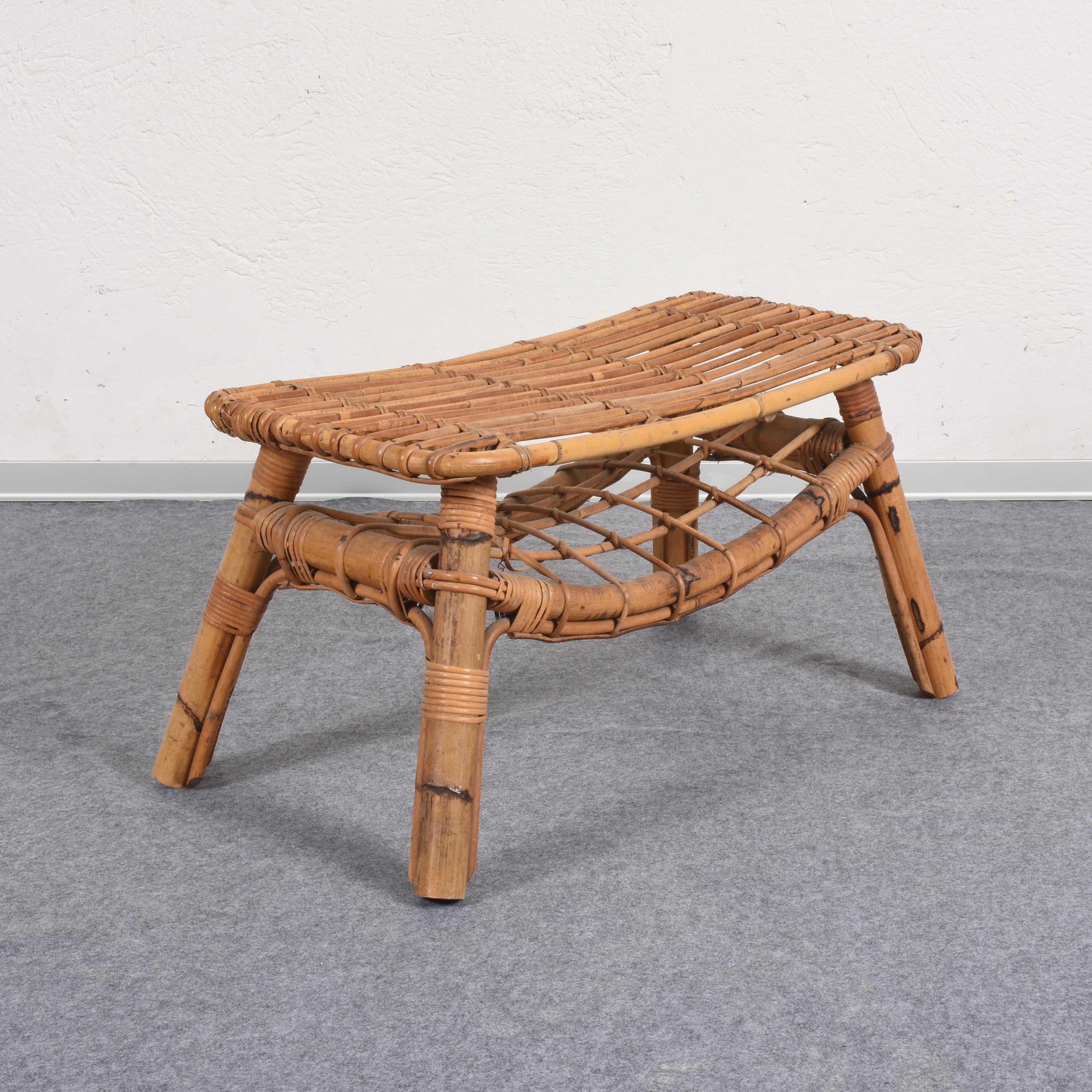 Bamboo coffee table with magazine rack, Italy, 1960's.