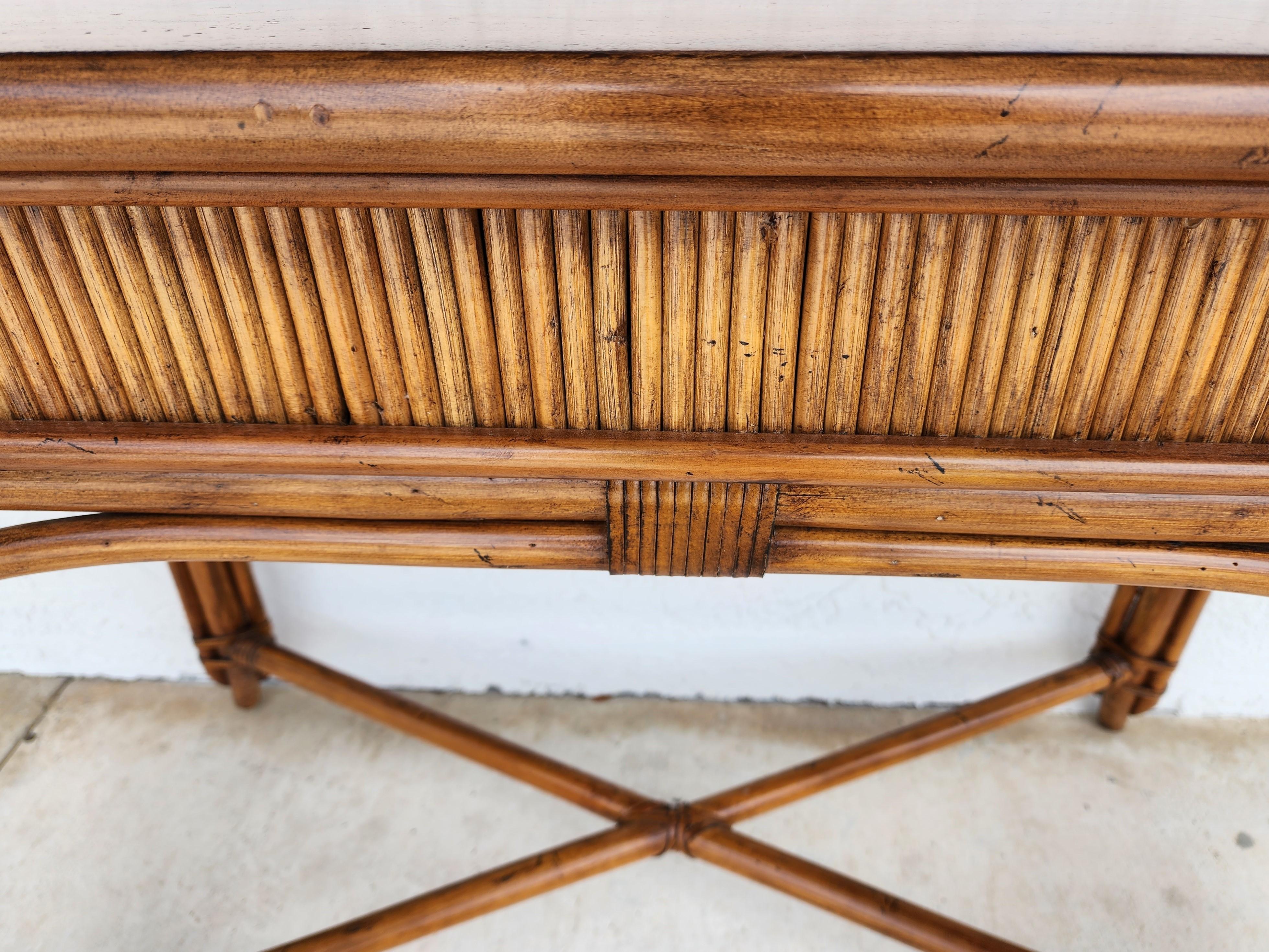 Bamboo Console Sofa Table Boho In Good Condition In Lake Worth, FL