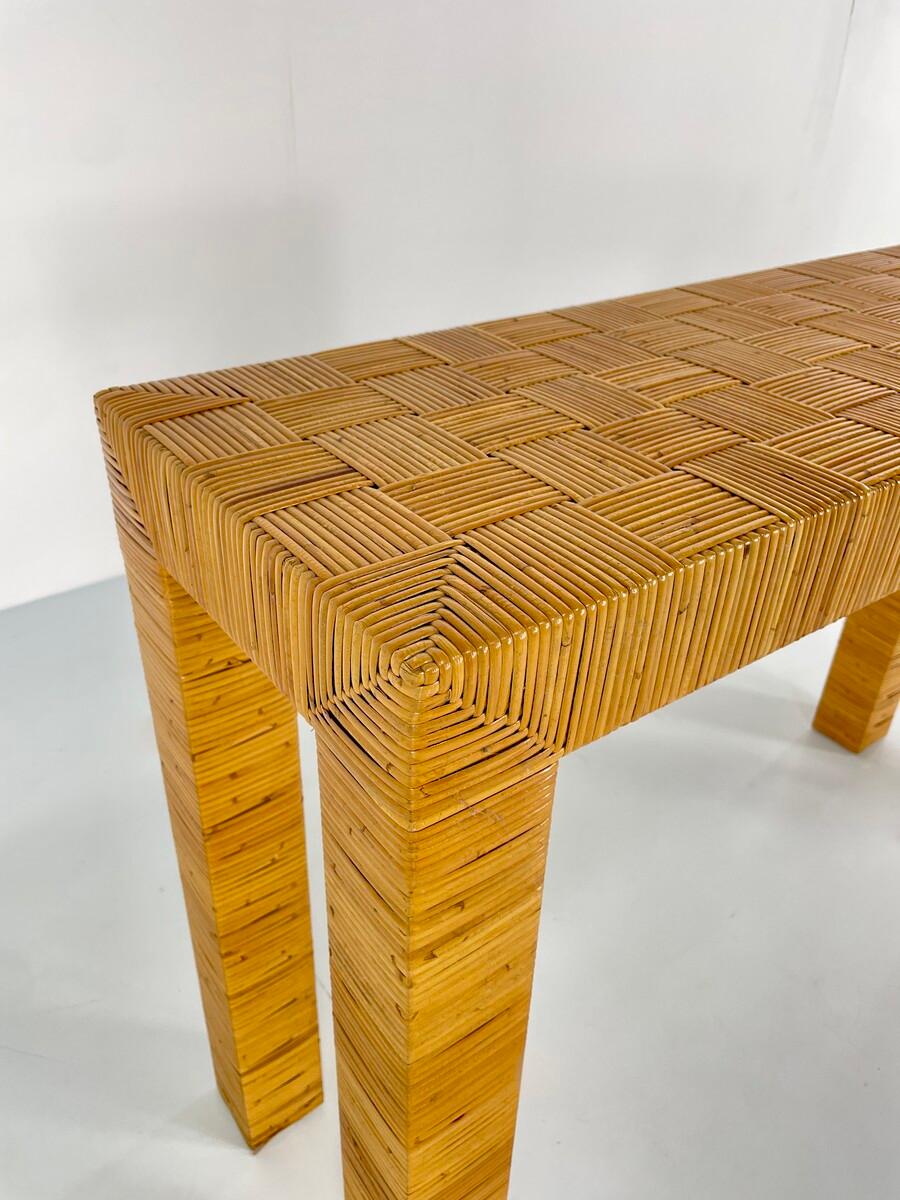 Bamboo console table.