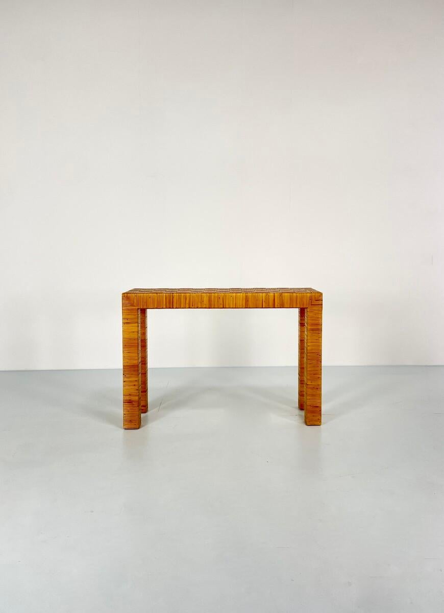 Mid-Century Modern Bamboo Console Table