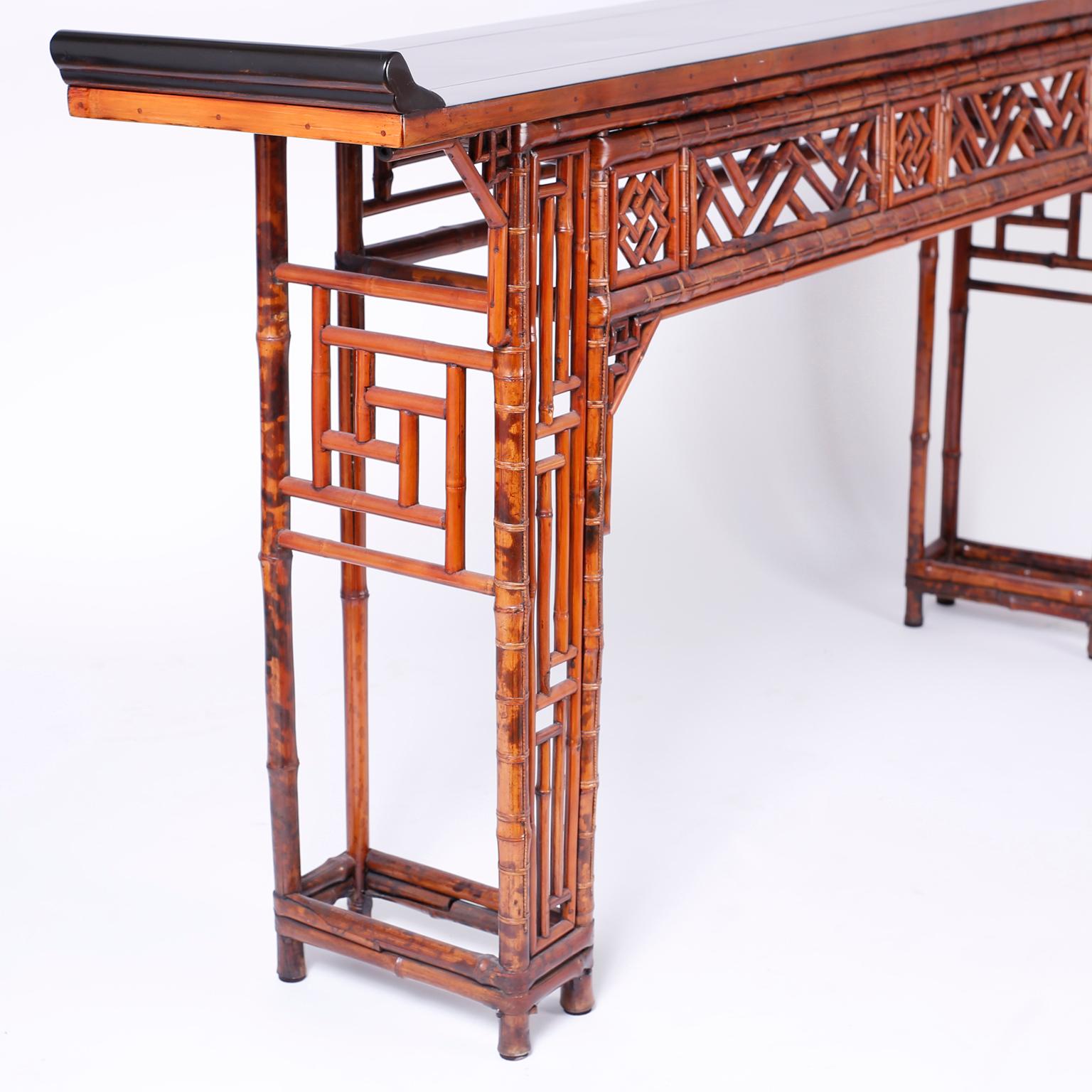 Chinoiserie Bamboo Console Table