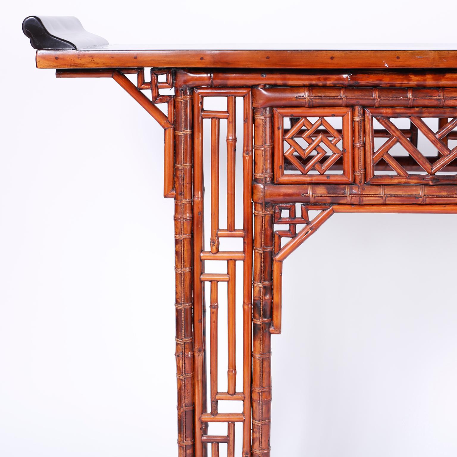 Chinese Bamboo Console Table