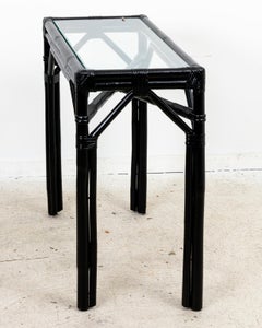 Bamboo Console Table with Glass Top