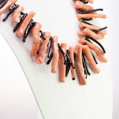 Bamboo Coral Black Agate 925 Silver Reaf Choker Tribal Warrior Branches Necklace