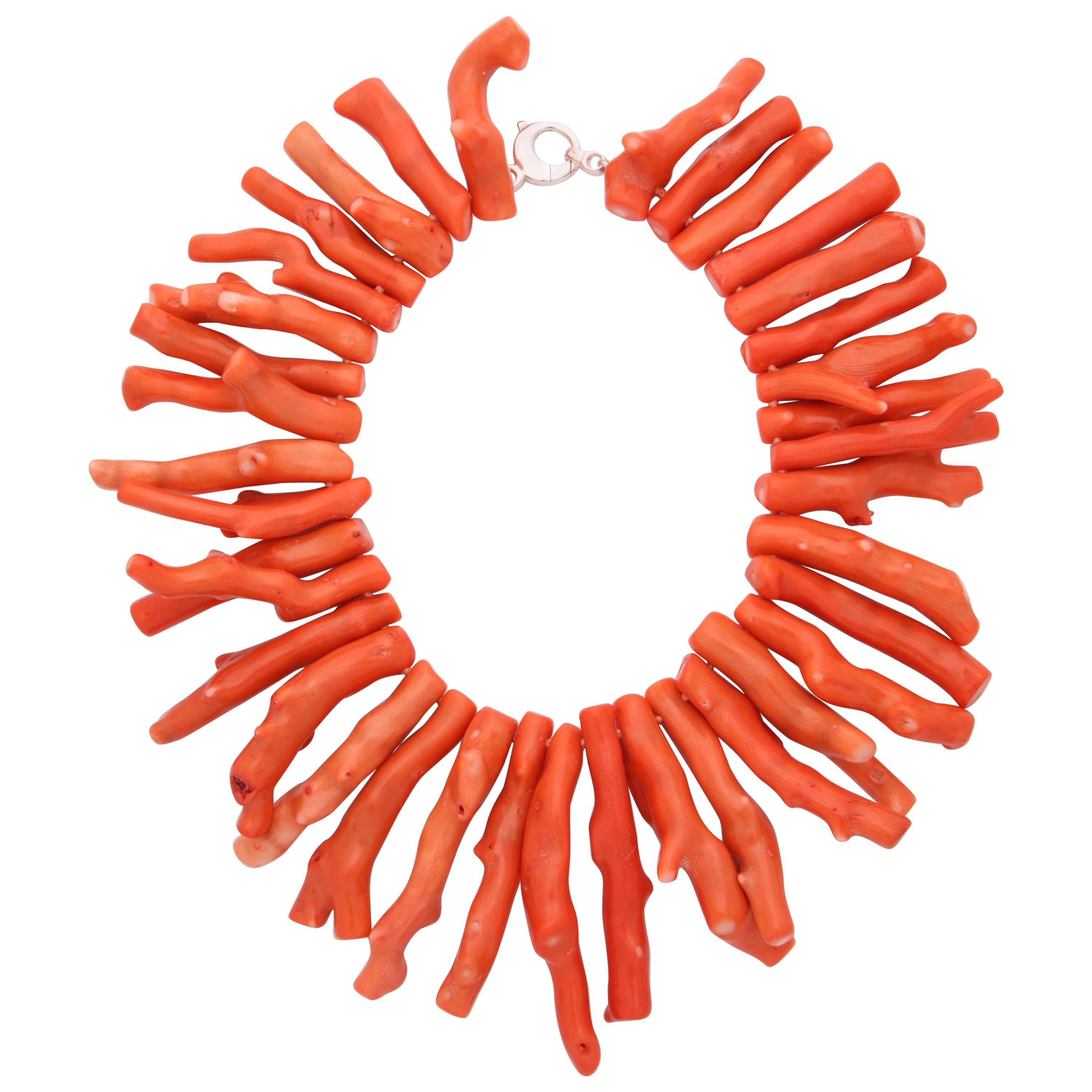 Bamboo Coral Branch Necklace For Sale