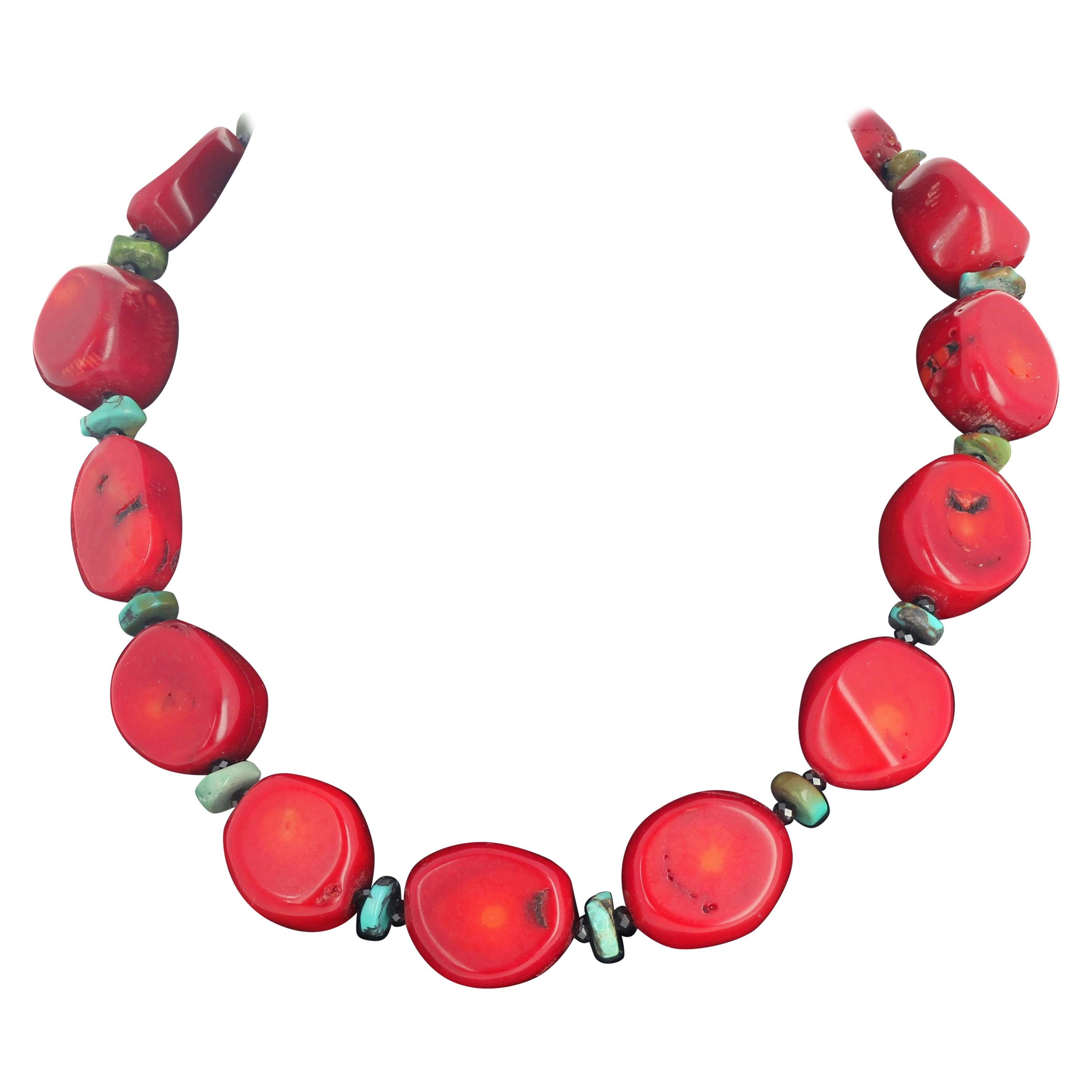 AJD Very Elegant Inspired Bamboo Coral, Turquoise, & Spinel Necklace