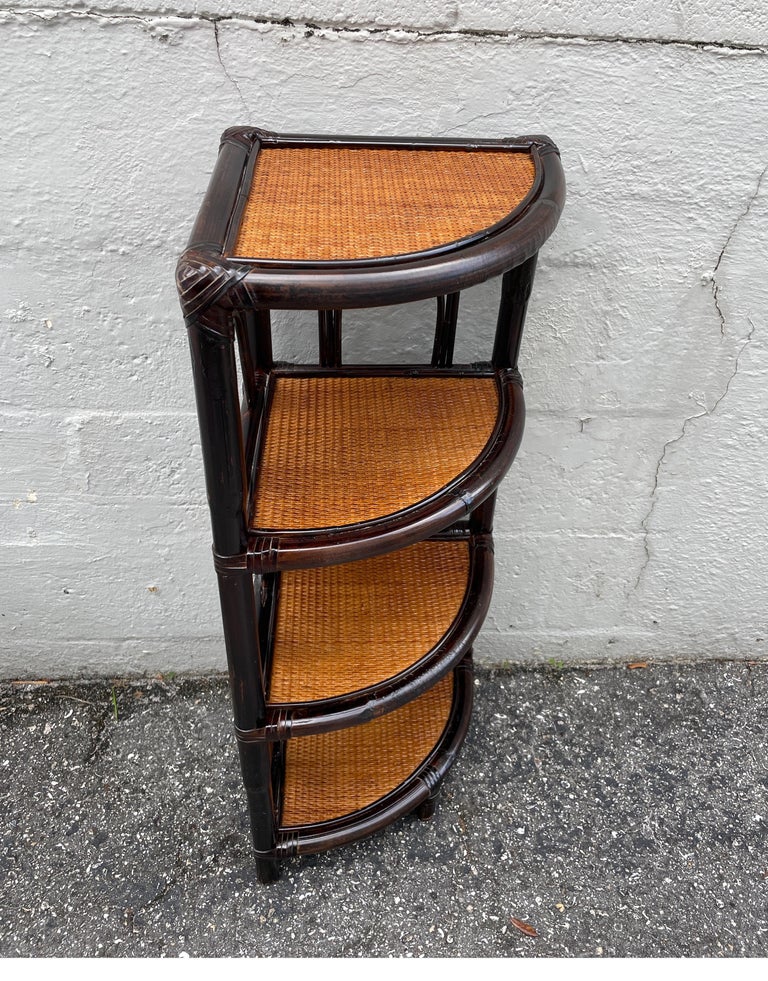 Bamboo Corner Etagere In Good Condition For Sale In West Palm Beach, FL