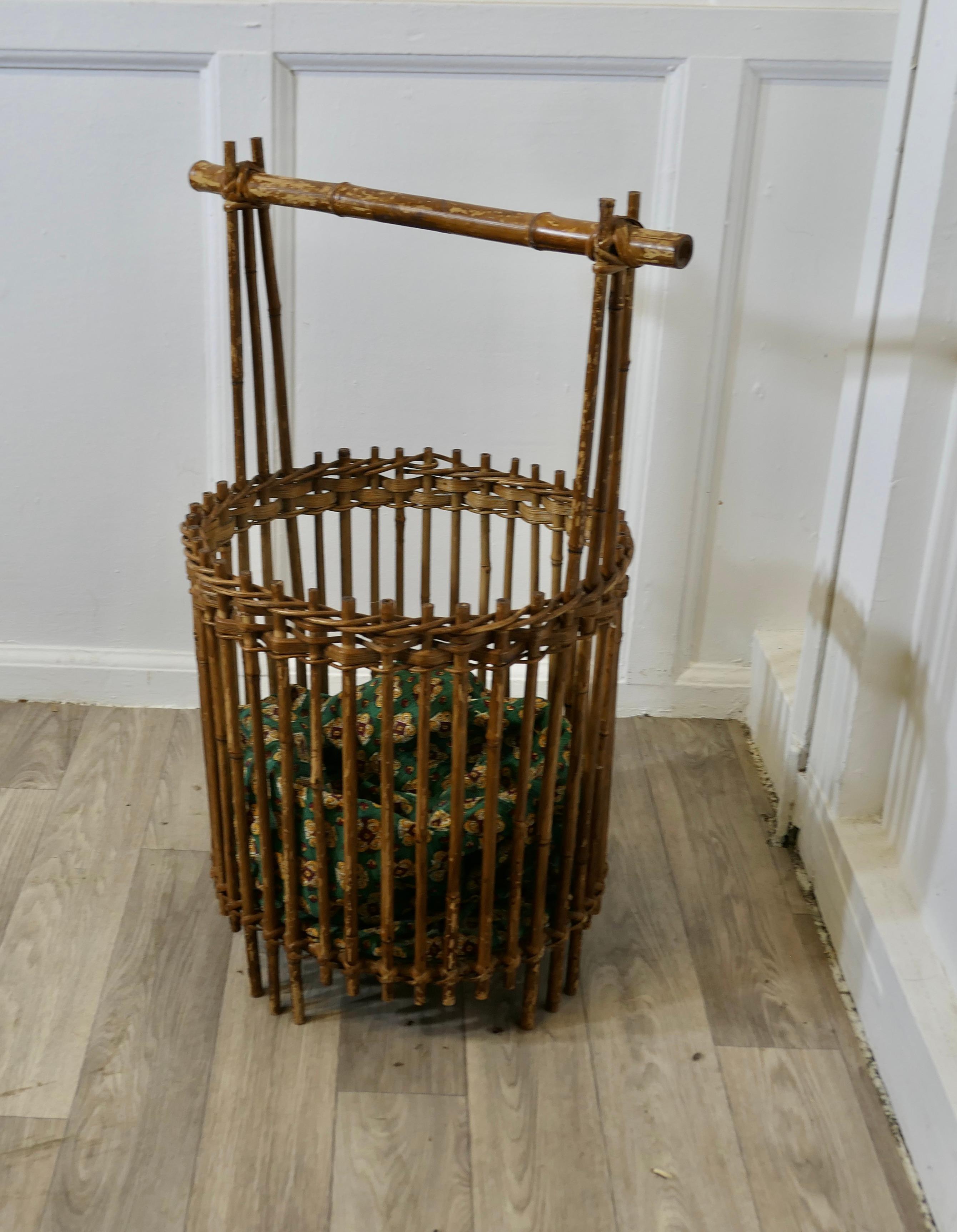 Chinoiserie Bamboo Craft Basket, Knitting, Crochet, Patchwork  A very useful piece For Sale