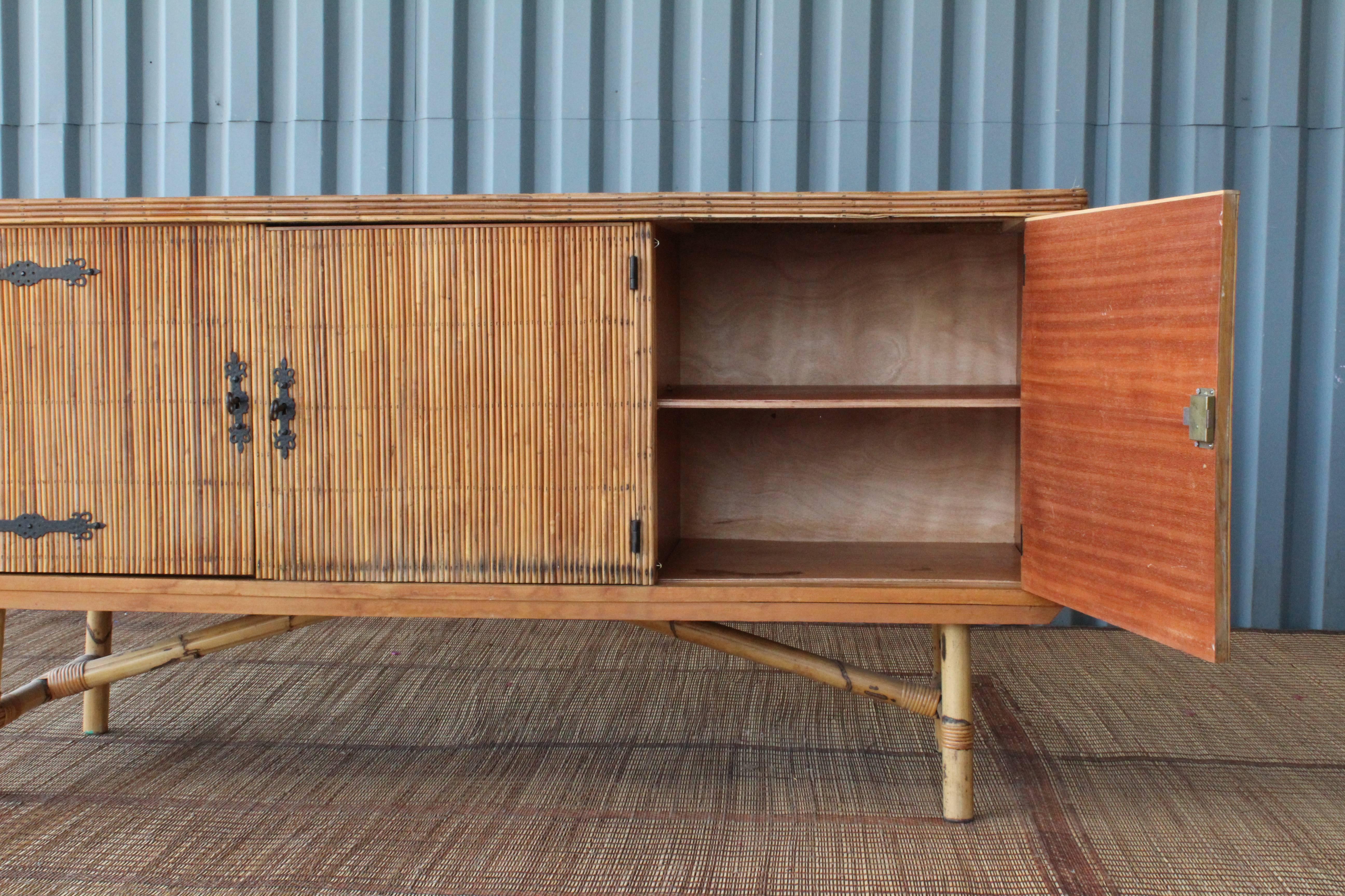 Bamboo Credenza by Audoux-Minet, France, 1960s 1