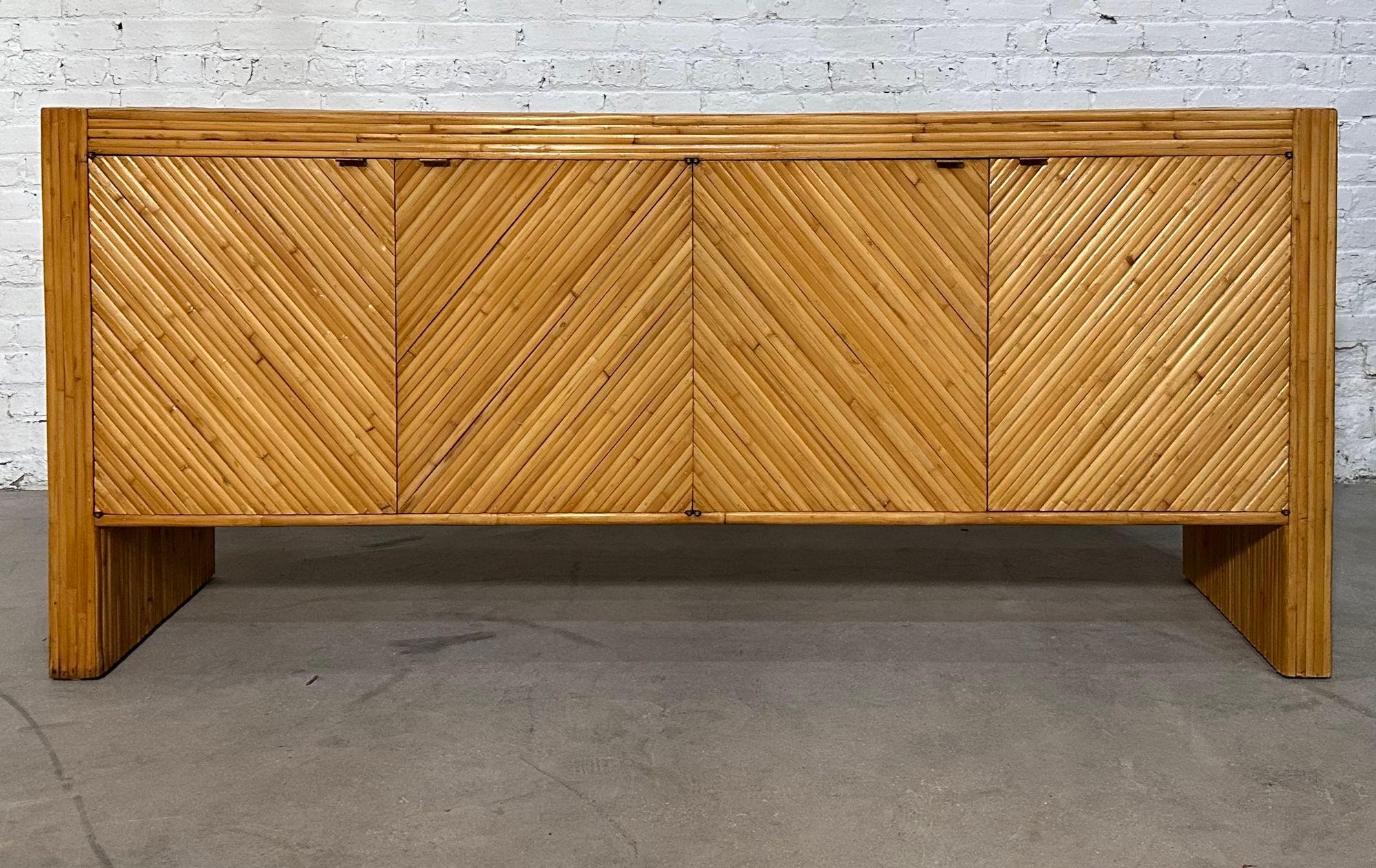 Bamboo Credenza/Sideboard in the Style of Milo Baughman, 1970 In Good Condition For Sale In Chicago, IL