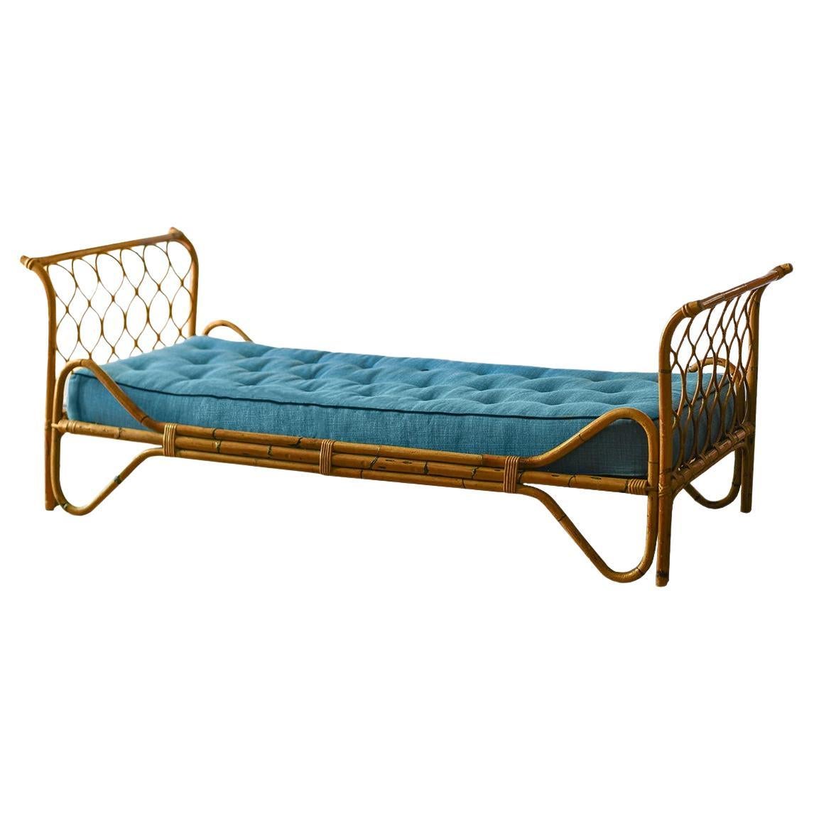Bamboo  Day Bed from 1960s complete with cushion.