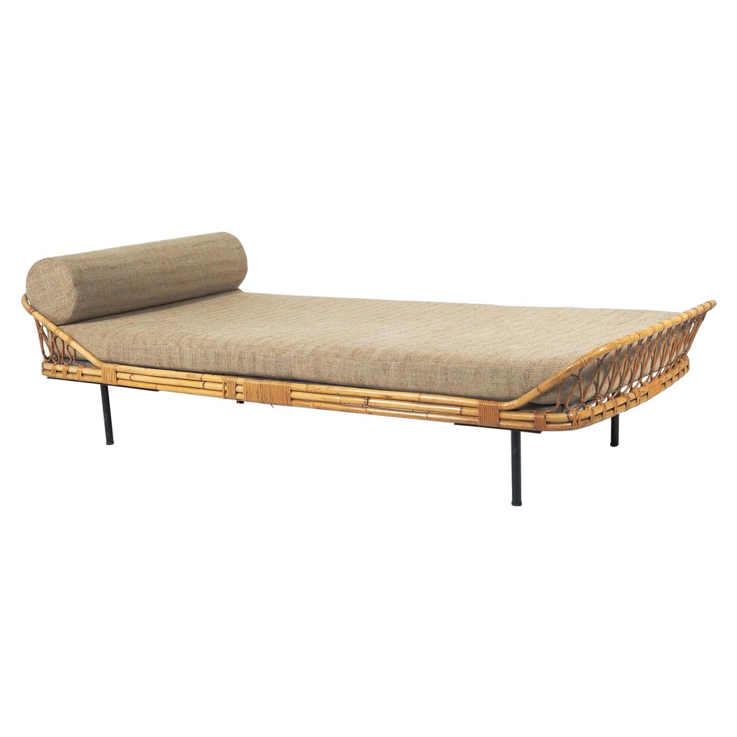 Bamboo Daybed, Italy, 1960s - New Upholstery