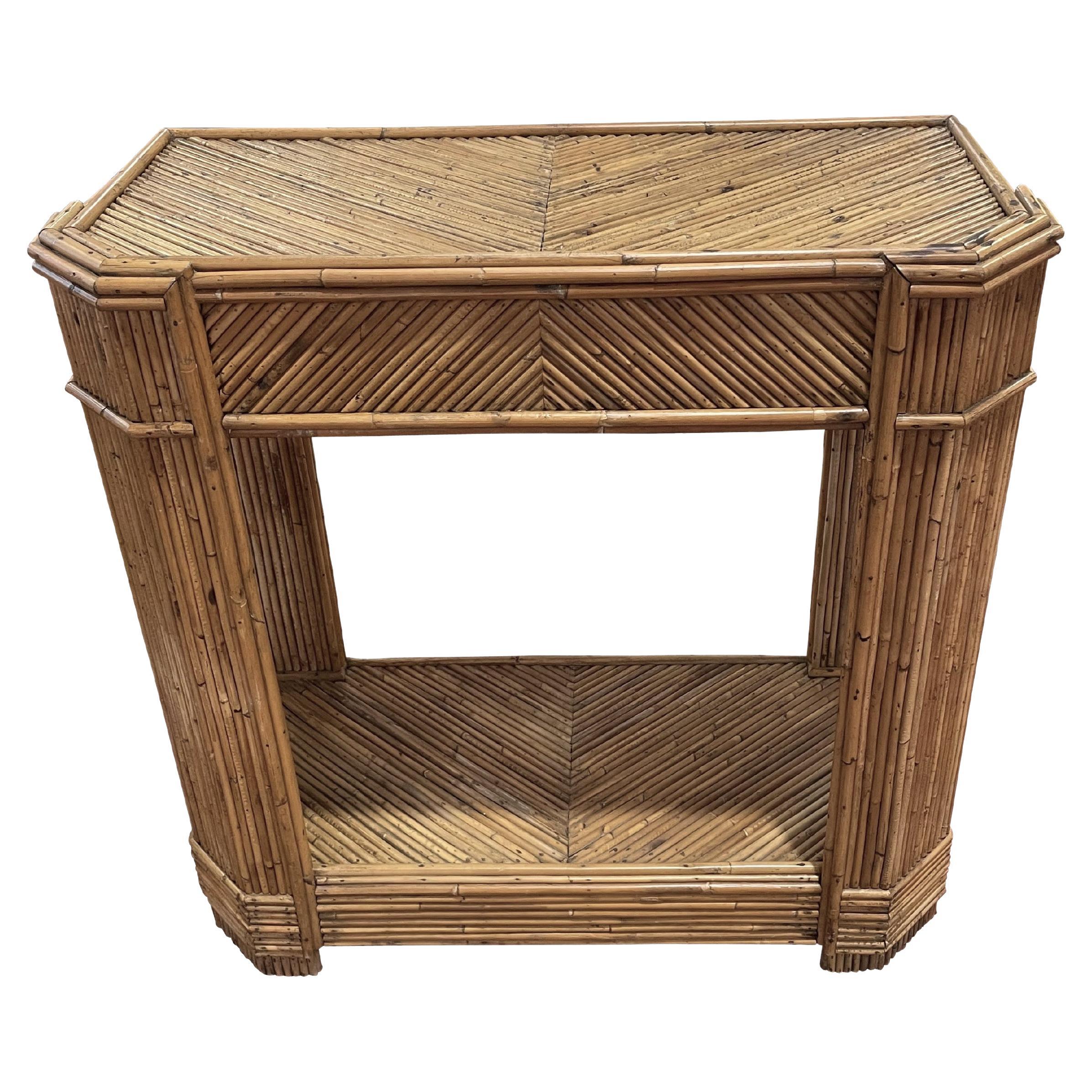 A Mid Century Glass and Faux Bamboo Console Table at 1stDibs gold