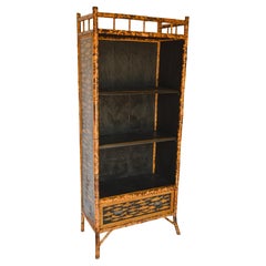Antique Bamboo Decoupaged Bookcase