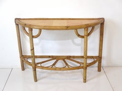 Bamboo Demilune Hall / Console Table in the style of Franco Albini