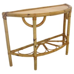 Bamboo Demilune Hall / Console Table in the style of Franco Albini