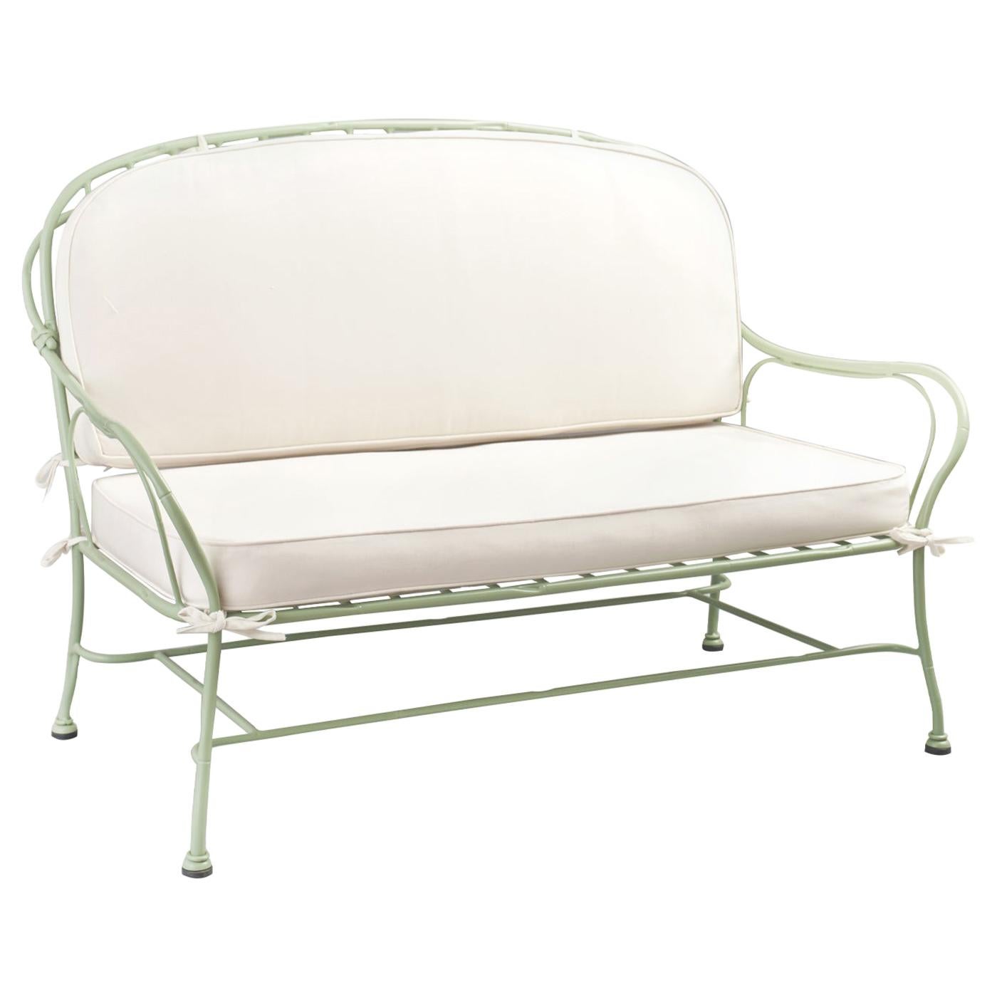 Bamboo Design Green Wrought Iron Sofa For Sale