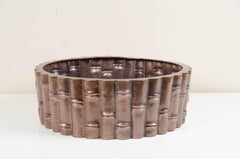 Cache-pot bas en forme de bambou, cuivre antique de Robert Kuo, édition limitée
