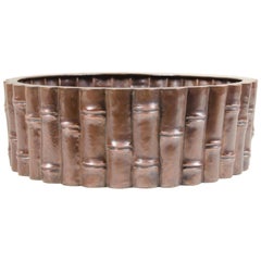 Bamboo Design Low Cachepot, Antique Copper by Robert Kuo, Limited Edition
