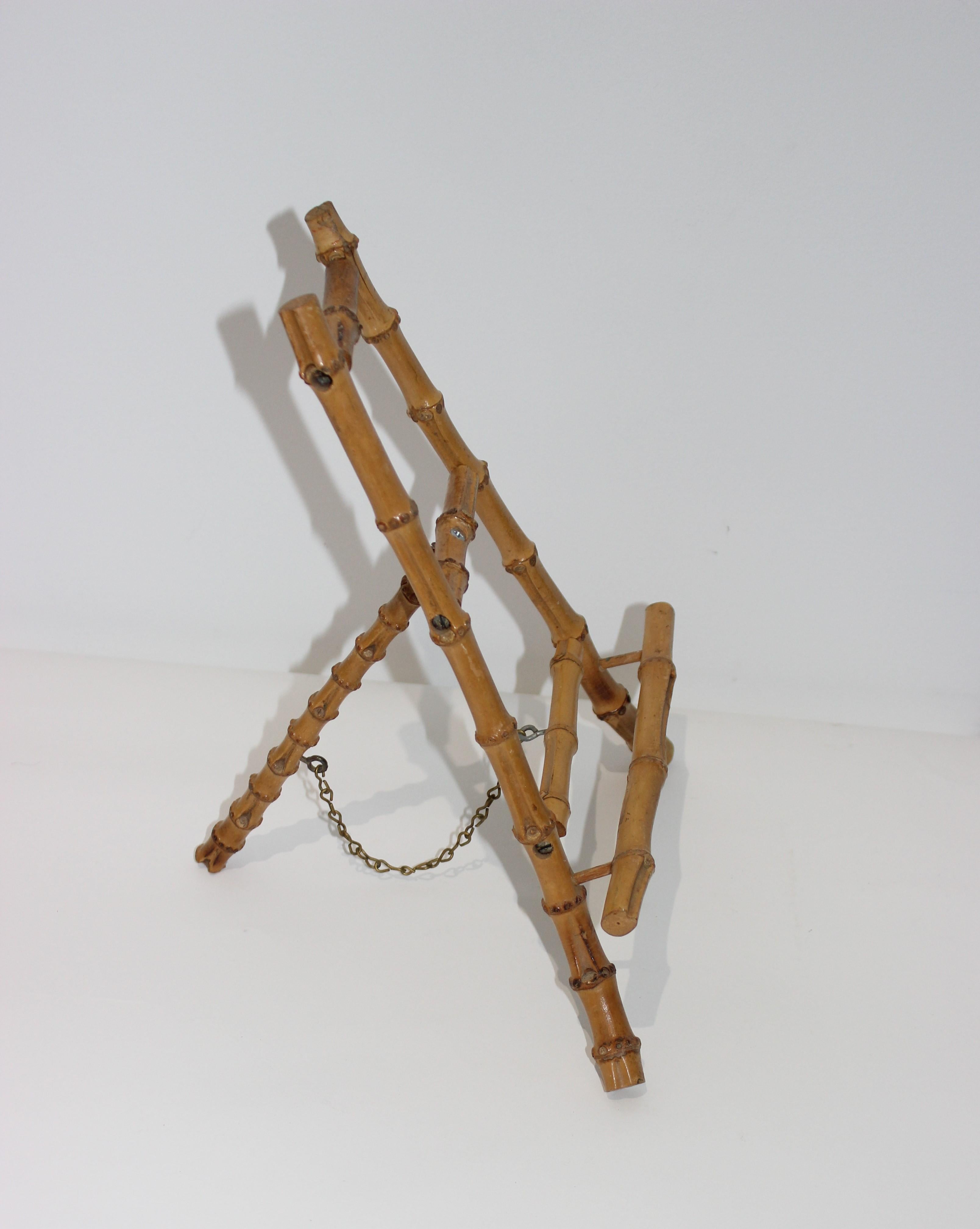 Bamboo desk accessory, work papers easel, from a Palm Beach estate, perfect for holding a reference work paper or calendar or to do typing or data entry.