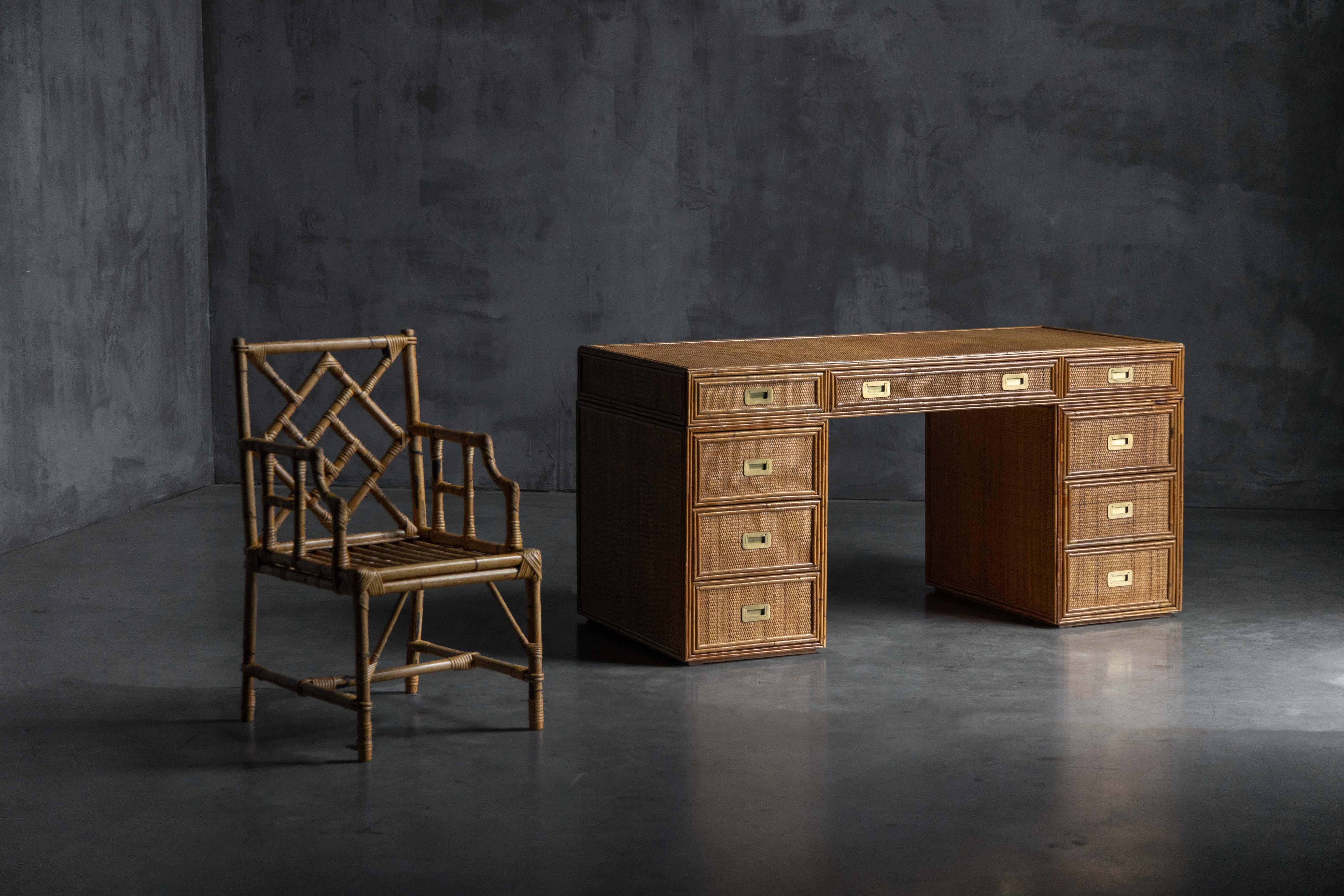 Late 20th Century Bamboo Desk by Vivai Del Sud, Italy, 1970s For Sale