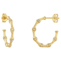 Orecchini a cerchio con diamanti di bambù