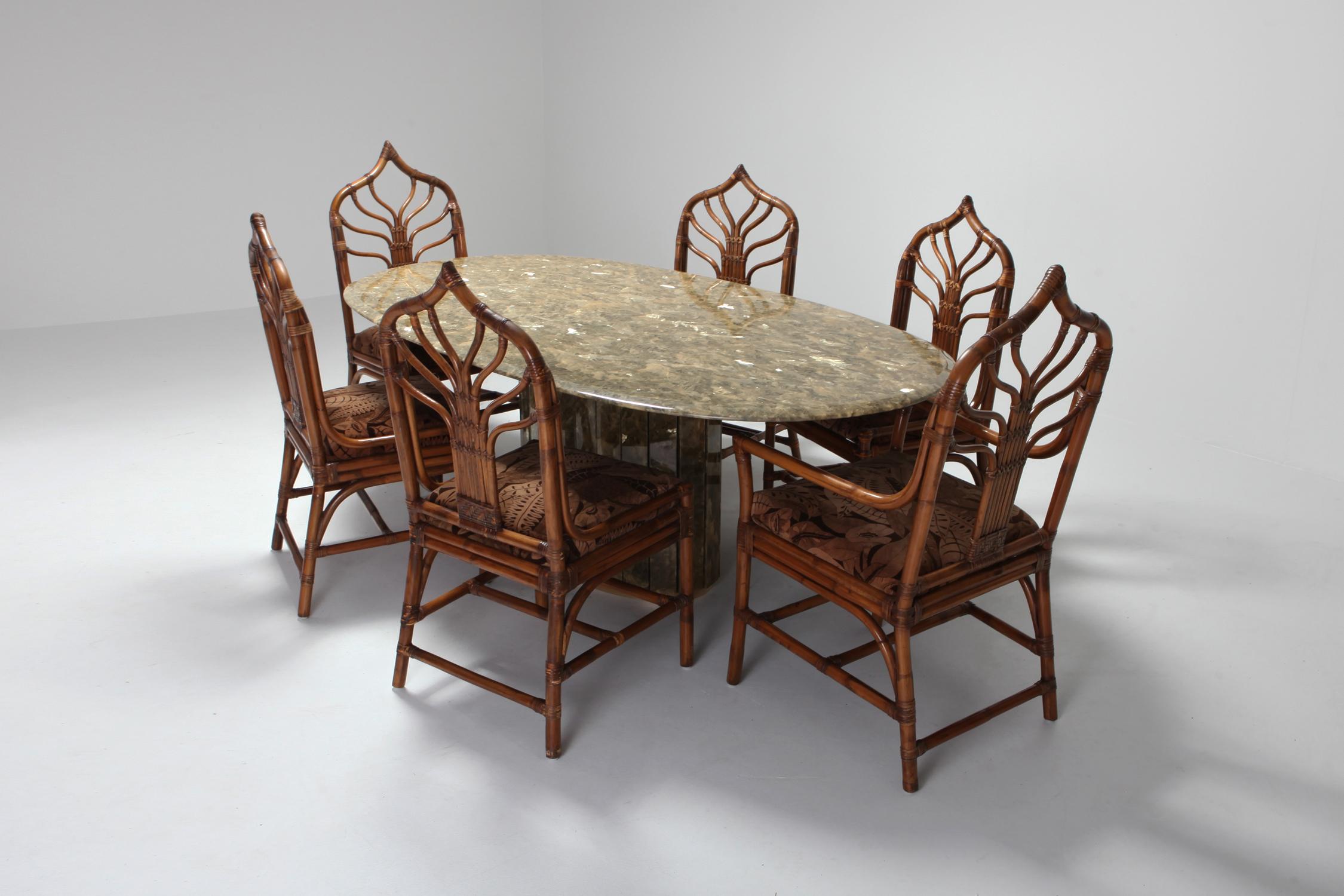 Bamboo Dining Chairs from 1970s, Italy 14