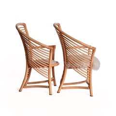 Bamboo dining chairs from Flechtatelier Schütz (set of 4), 1970s