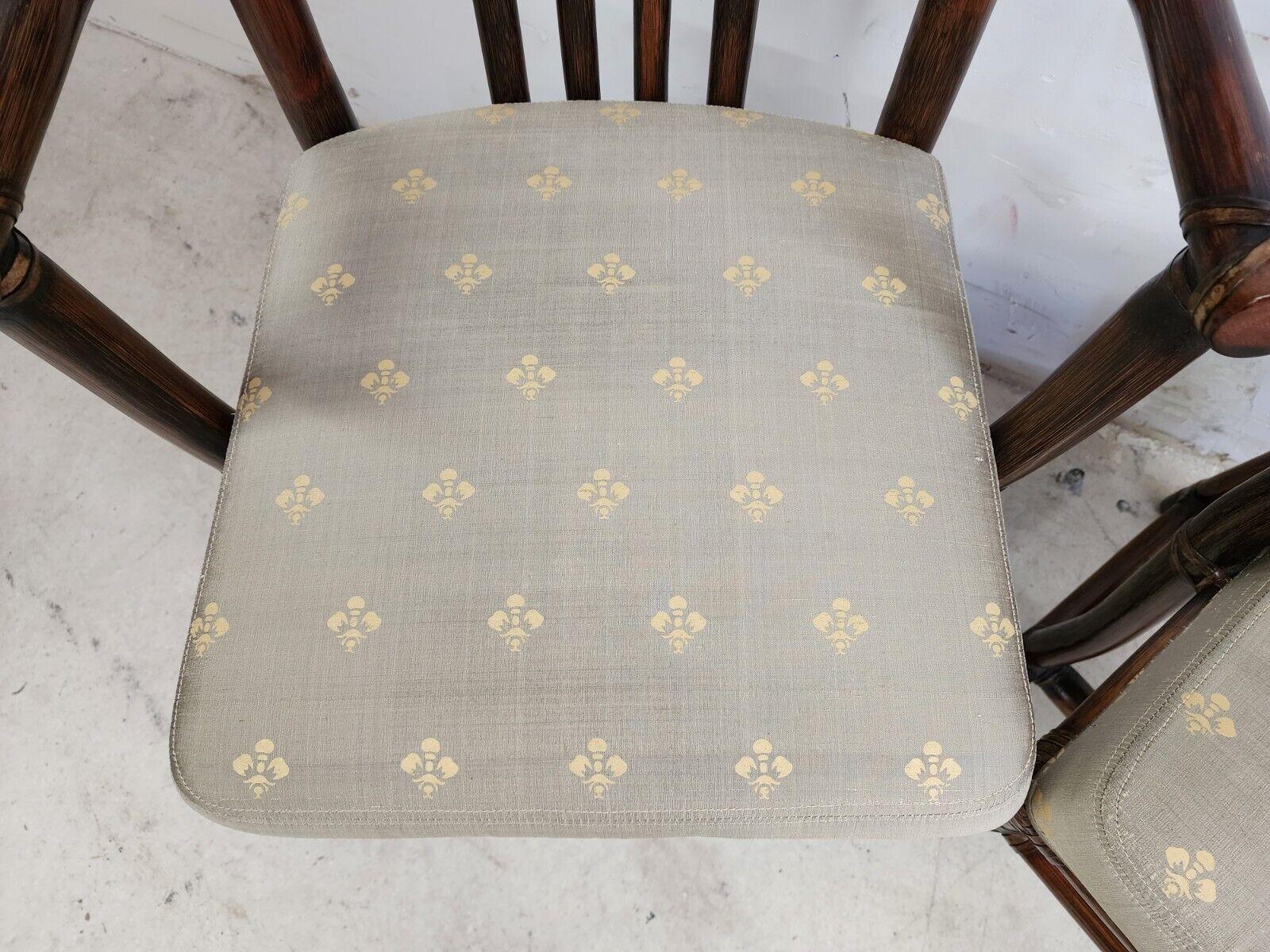 Bamboo Dining Chairs Vintage Asian Pogoda Silk by McGuire, Set of 2 2