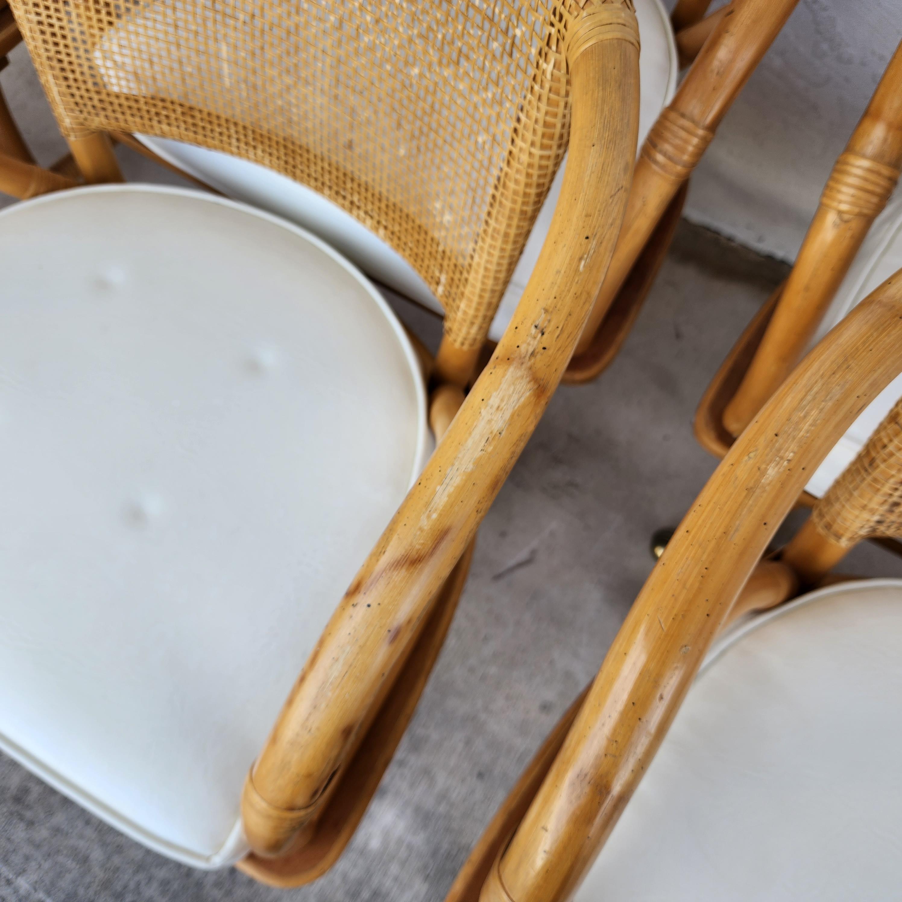 Bamboo Dining Chairs Vintage Rolling by Ficks Reed Set of 6 For Sale 4