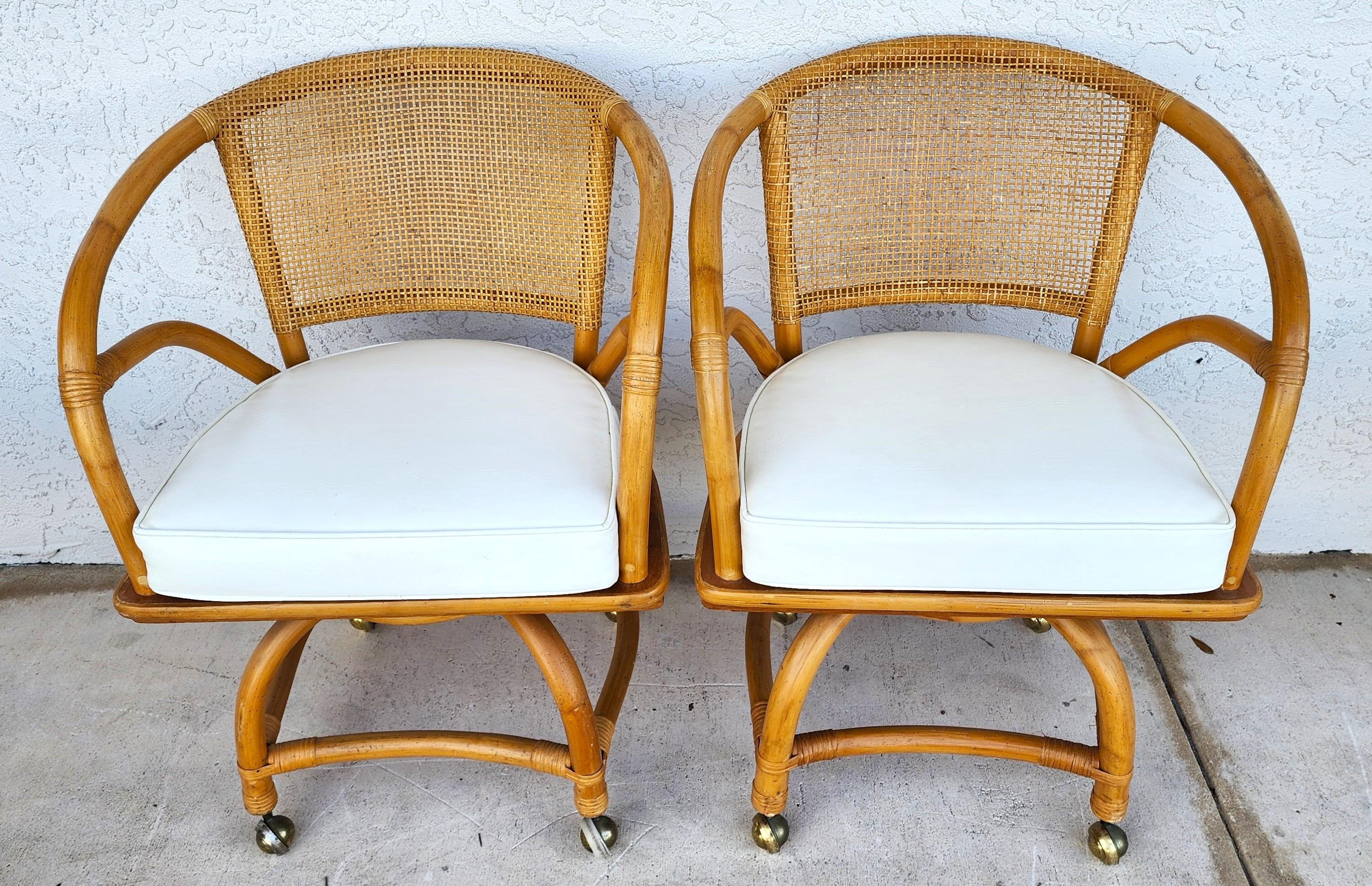 Esszimmerstühle aus Bambus, Vintage Rolling von Ficks Reed, 6er-Set, Vintage (Geflecht) im Angebot
