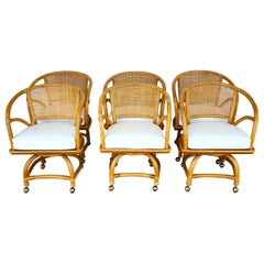 Bamboo Dining Chairs Vintage Rolling by Ficks Reed Set of 6