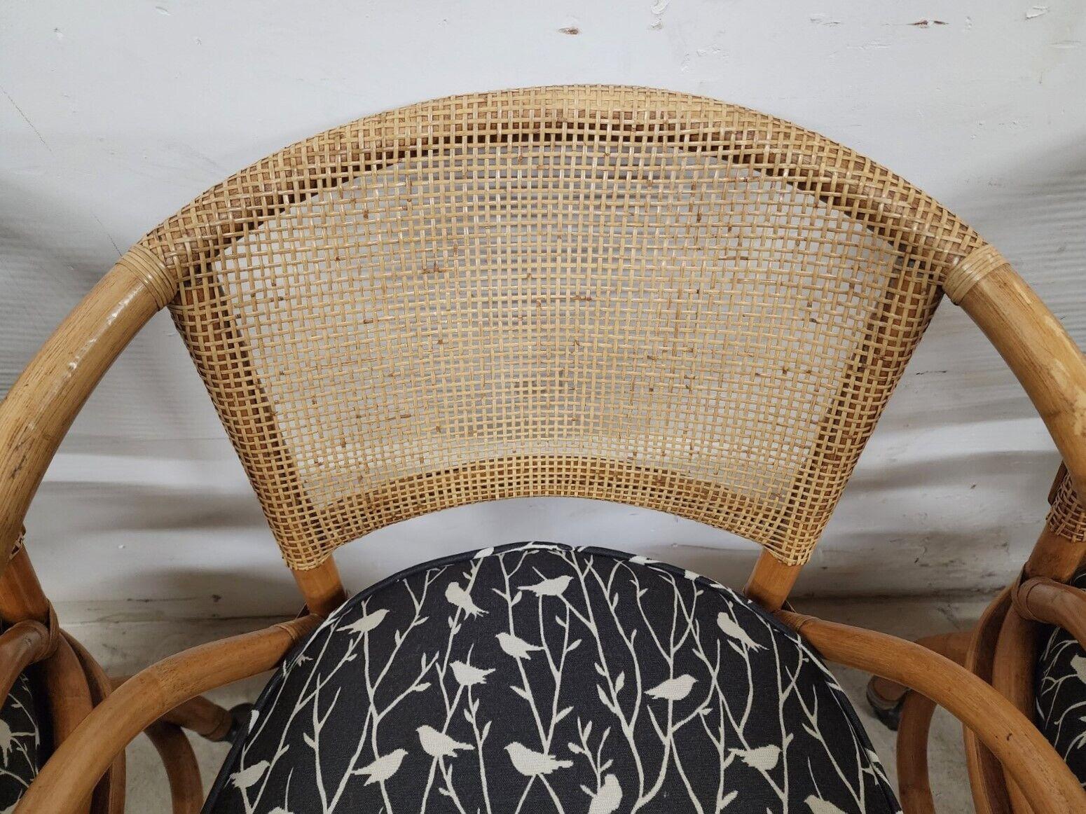 Mid-Century Modern Bamboo Dining Chairs Vintage Swivel Rolling by Ficks Reed