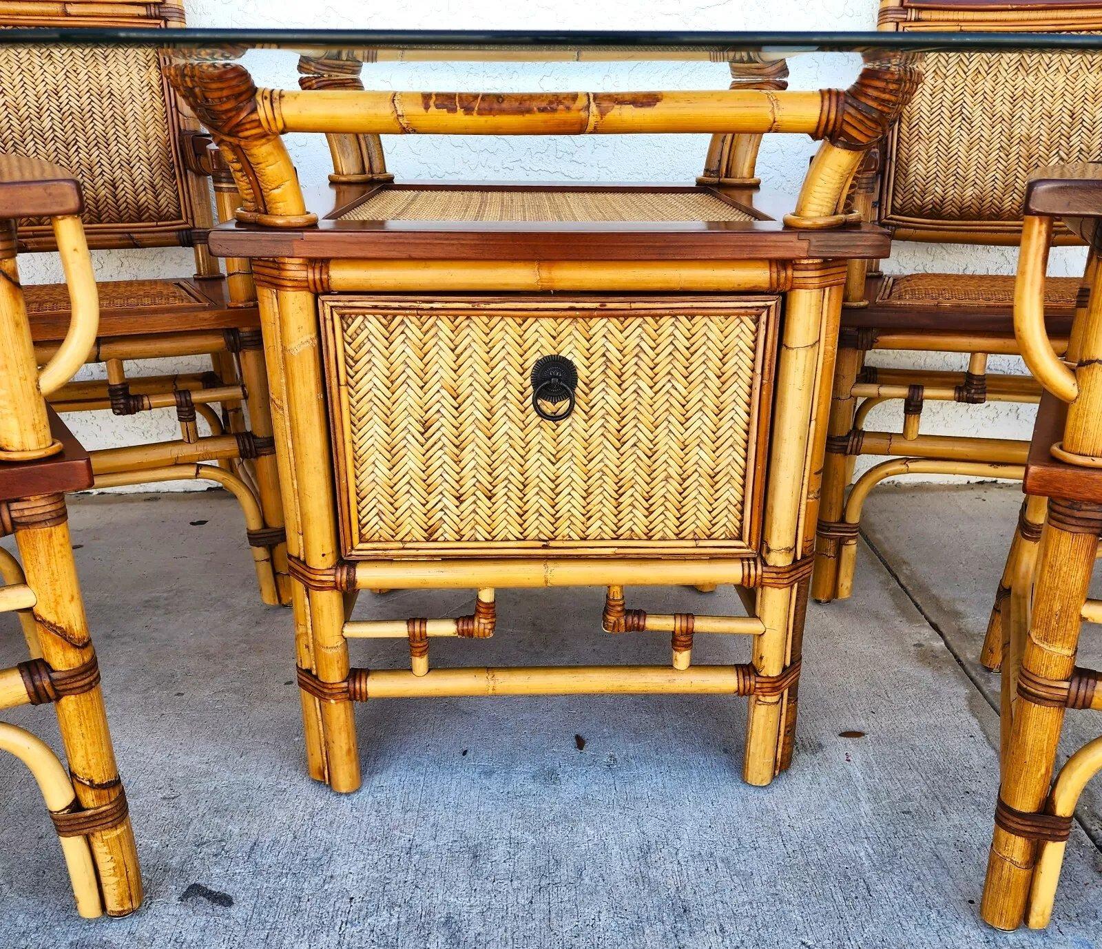 Bamboo Dining Set Custom Made In Good Condition For Sale In Lake Worth, FL