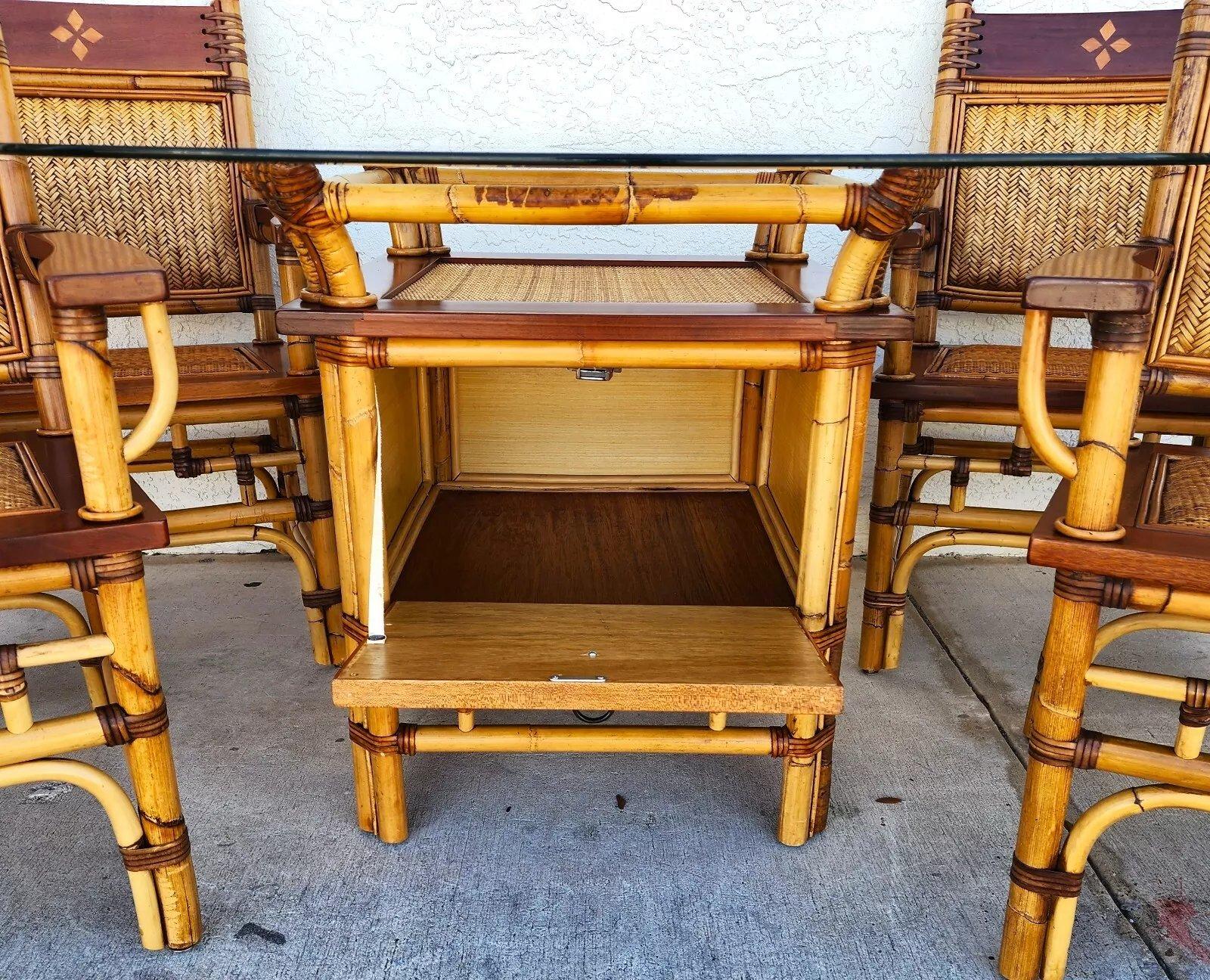 Late 20th Century Bamboo Dining Set Custom Made For Sale