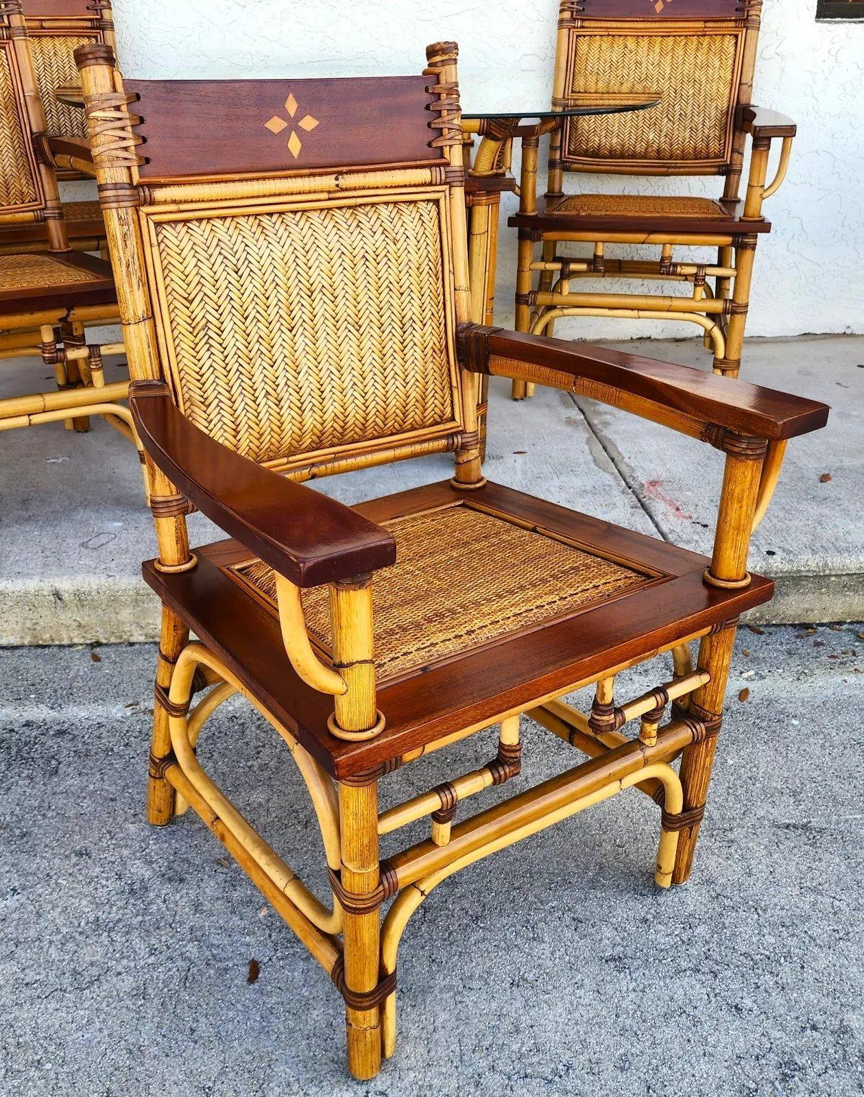Leather Bamboo Dining Set Custom Made For Sale