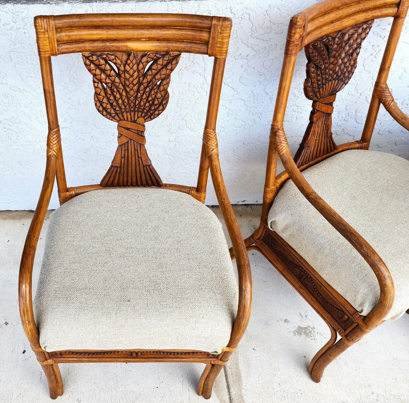 Bamboo Dining Set Rattan Wheat Back Chairs 5 Piece For Sale 2