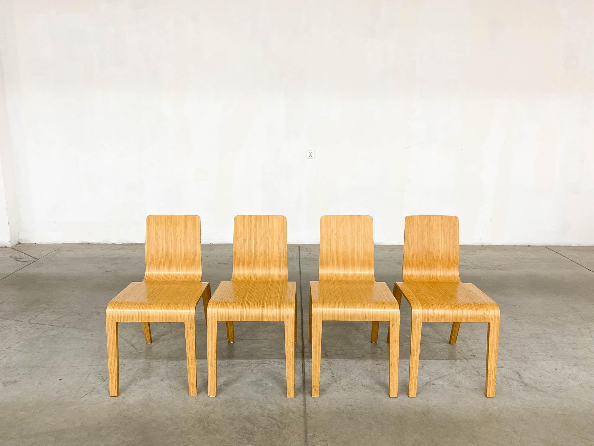 Bamboo Dining Set Table and Chairs by Henrik Tjaerby for Artek Studio, Set of 5 For Sale 5